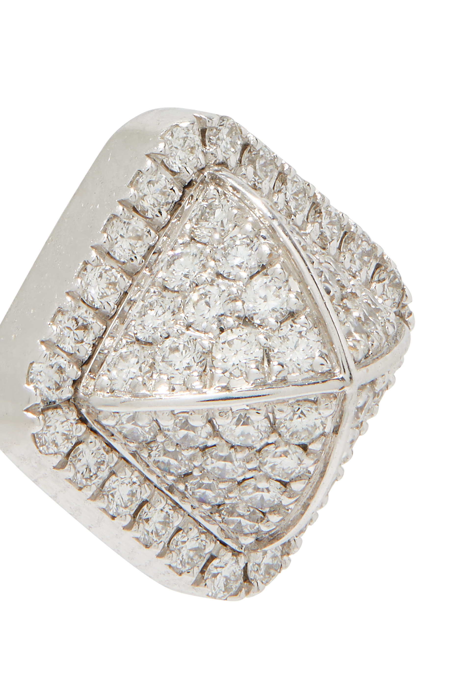 Cleo Pyramid Stud Earrings, 18k White Gold with Full Diamonds