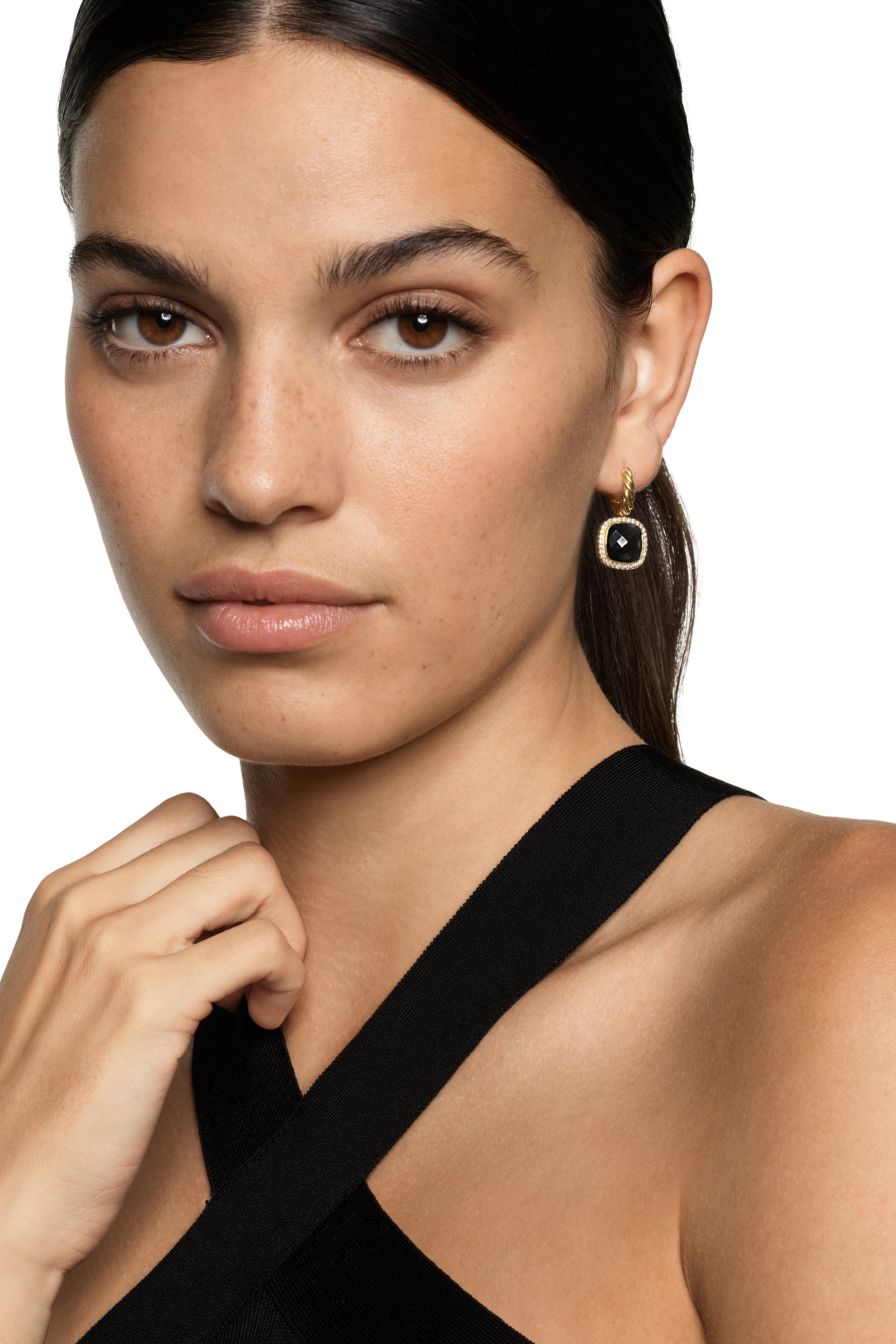Albion® Drop Earrings, : 18K Yellow Gold with Black Onyx & Diamonds