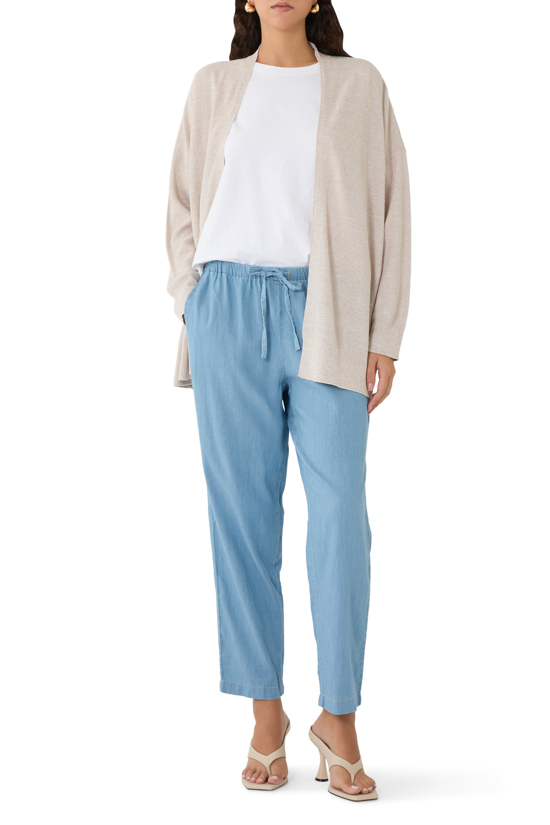 Puckered Organic Linen Tapered Pants