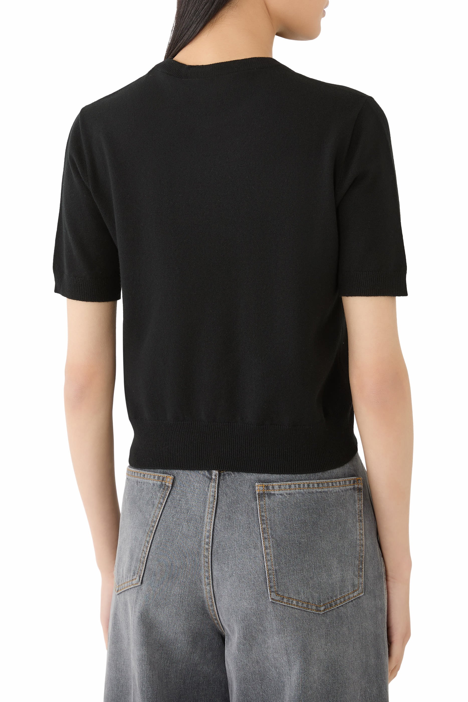  Knit Wool Top with Embroidery