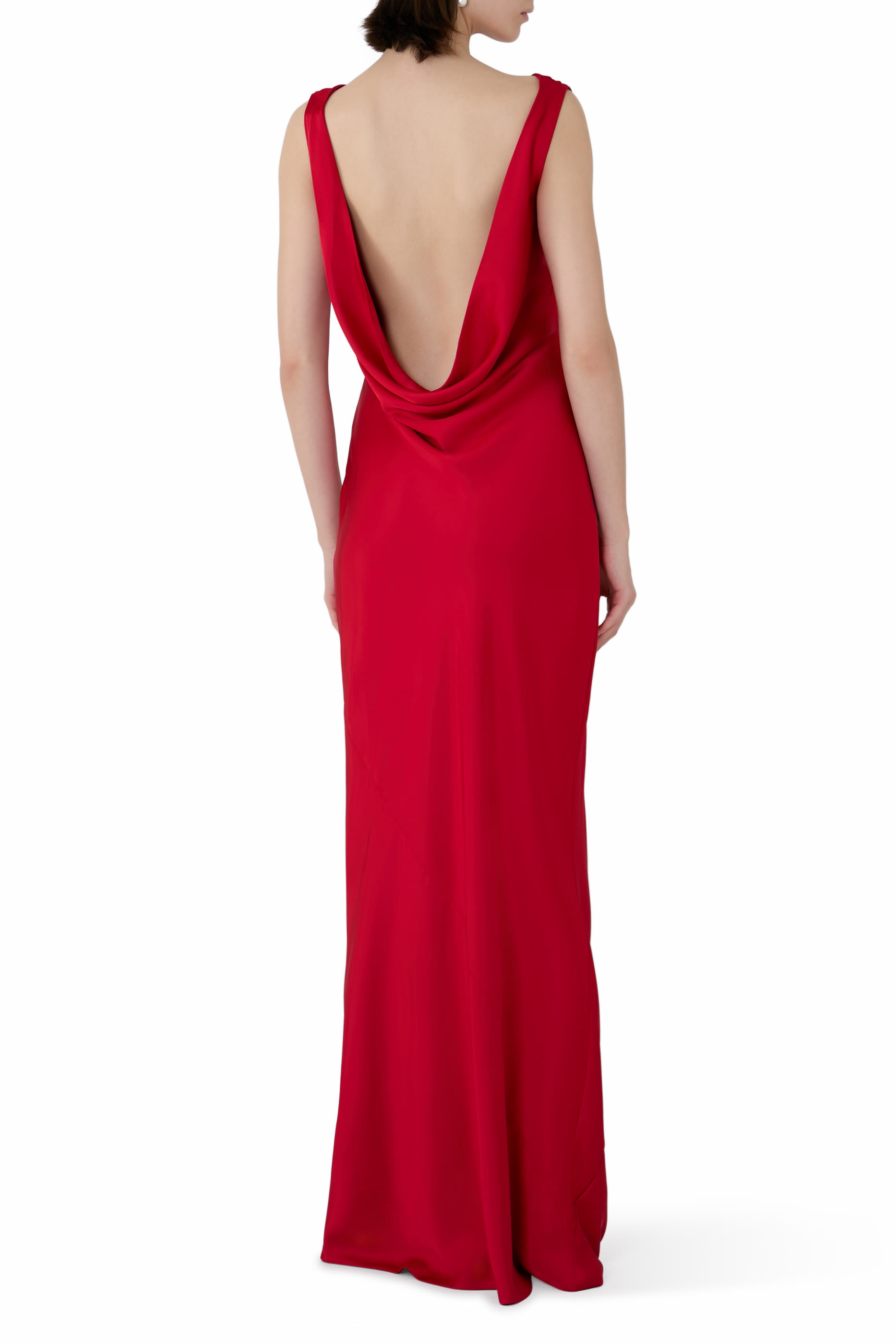 Sleeveless Low-Back Drape Gown