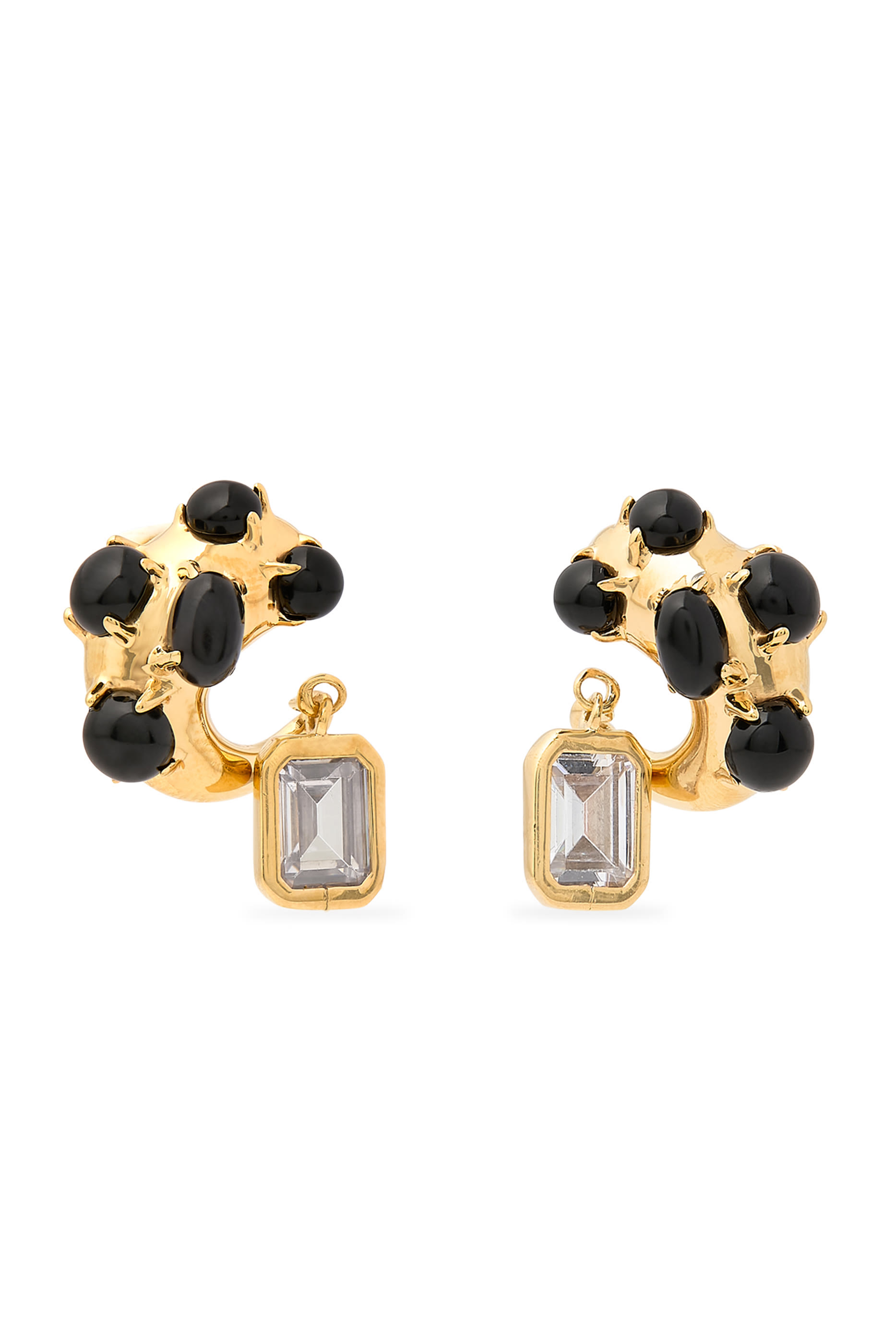 Nano Earrings, 925 Sterling Silver with Crystal & Black Pearls