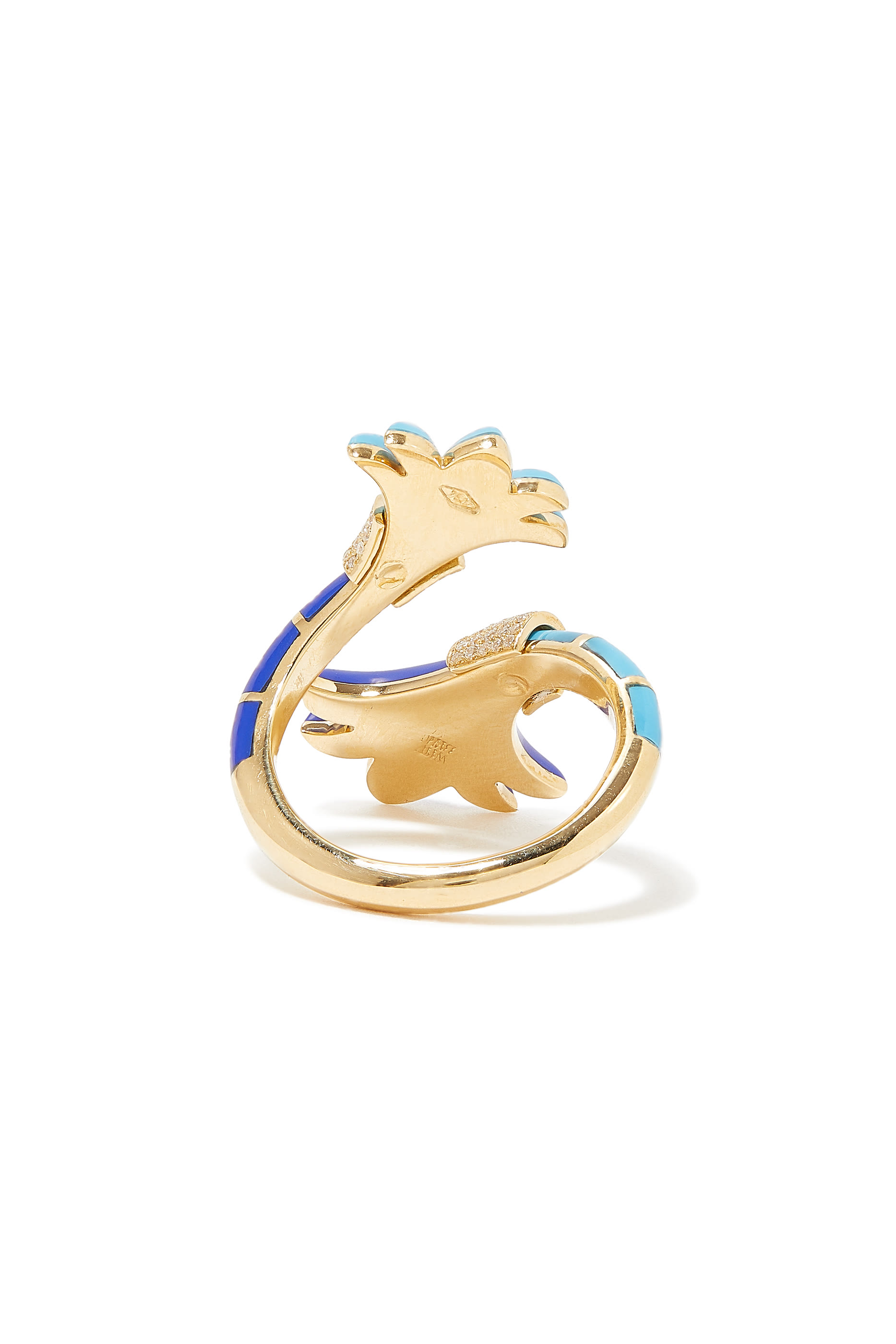 Psychedeliah On A Vine Pinky Ring, 18k Yellow Gold with Diamonds, Lapis Lazuli & Turquoise