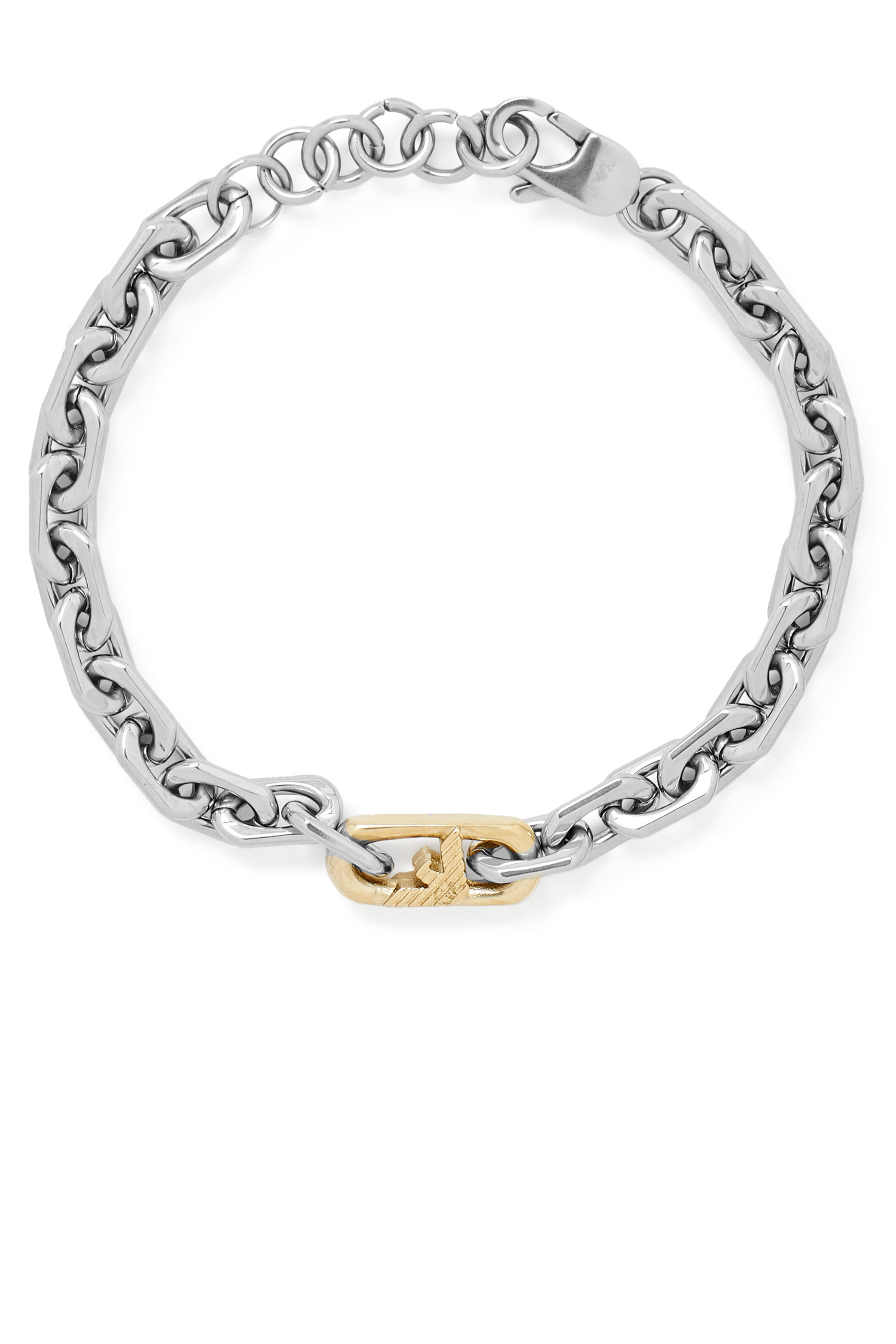 Two-Tone Stainless Steel Chain Bracelet