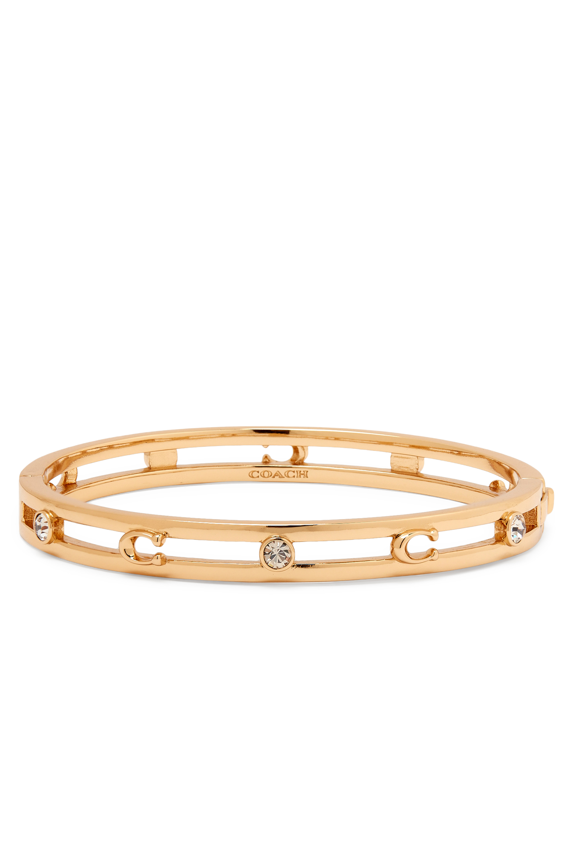 Signature C Open Bangle Bracelet, Brass