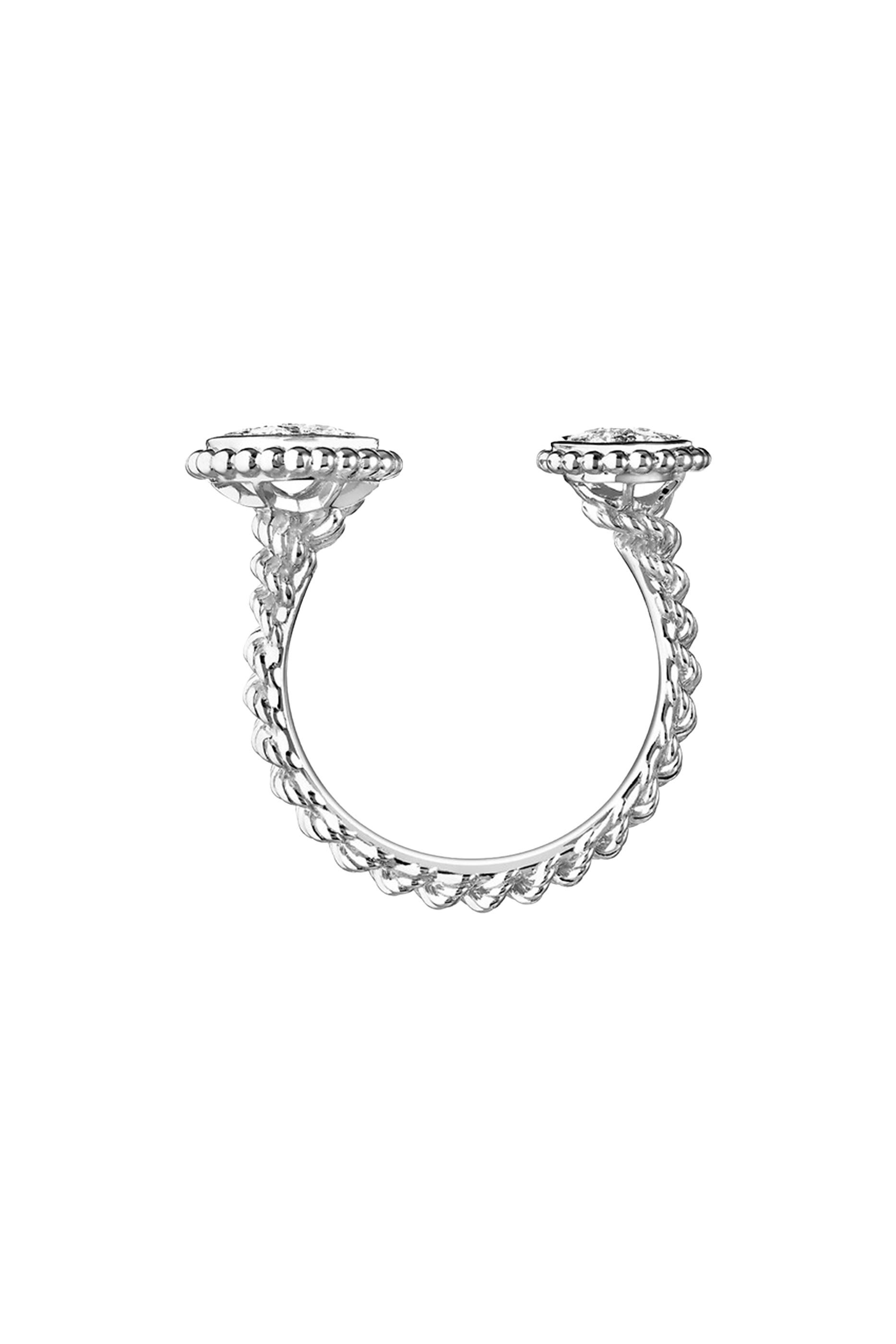 Serpent Boh&egrave;me Double Motif Ring, 18k White Gold & Diamond