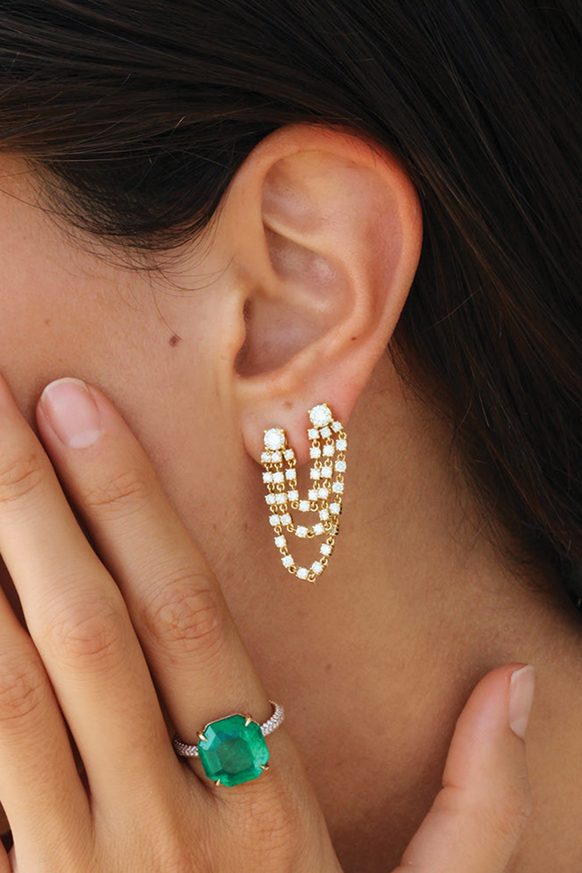 Bianca Earring, 18k Yellow Gold & Diamonds