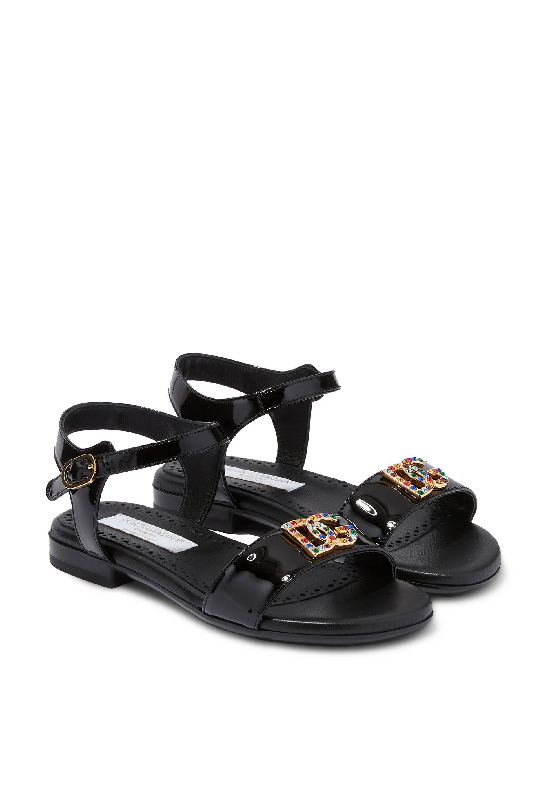 Kids Logo-Plaque Ankle Strap Sandals