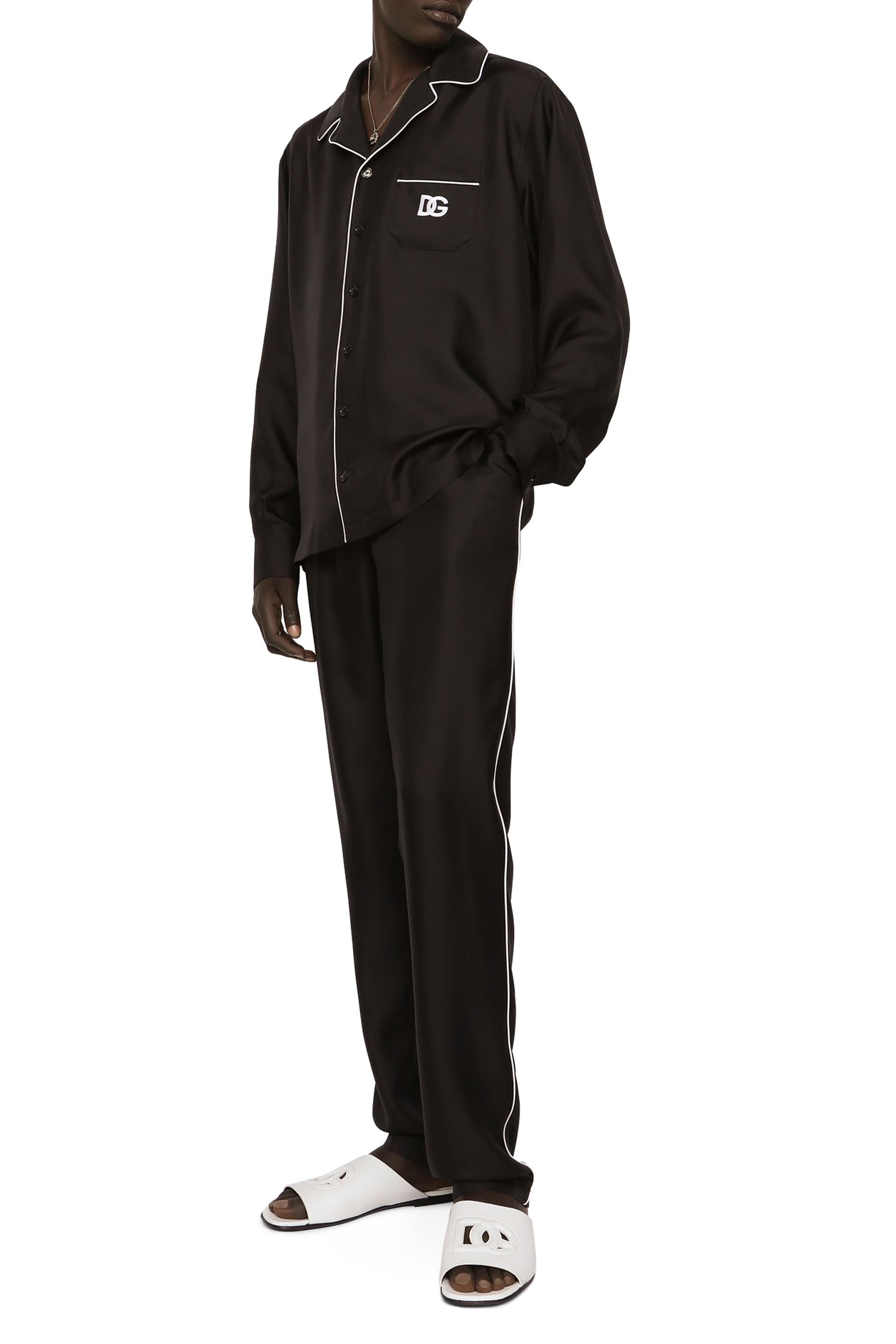 DG Embroidered Patch Silk Jogging Pants