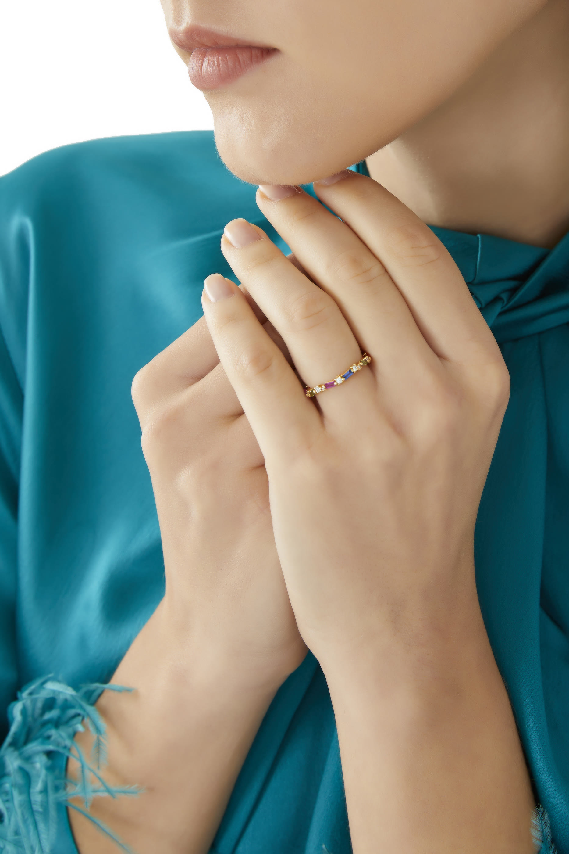 Thin Eternity Band, Sapphire & Diamonds