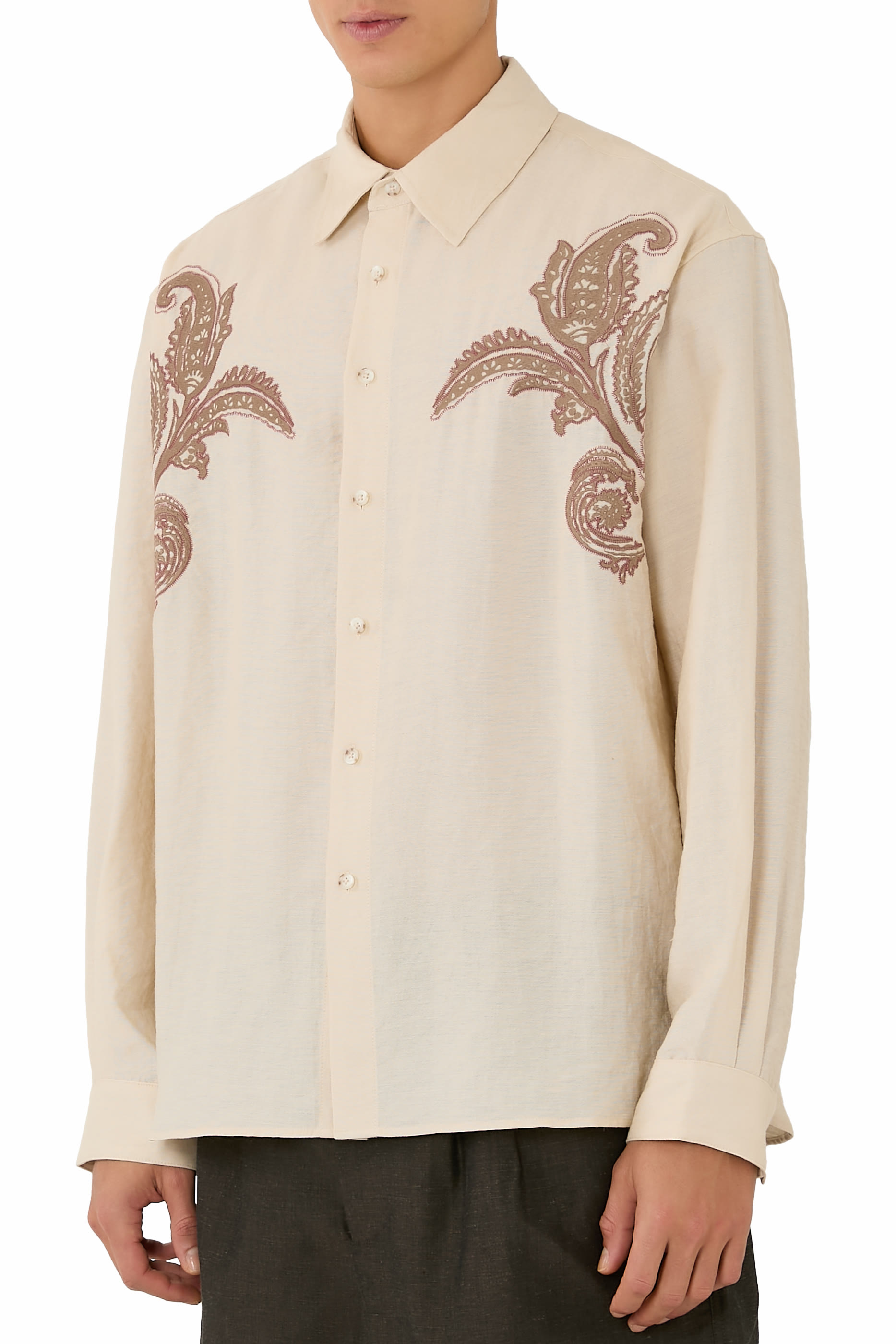 Paisley Embroidered Linen Shirt