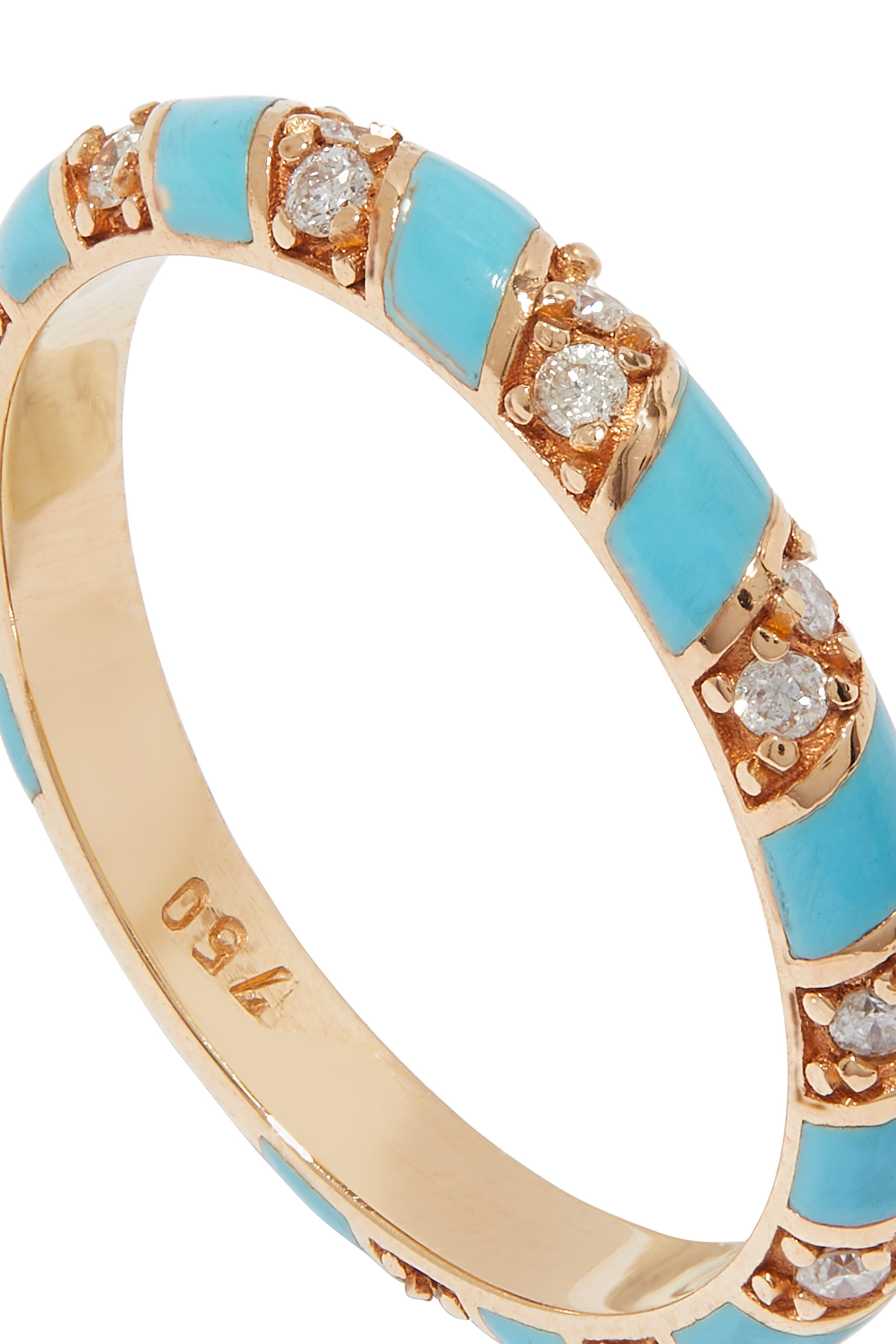 Tornado Ring, 18k Rose Gold with Enamel & Diamonds