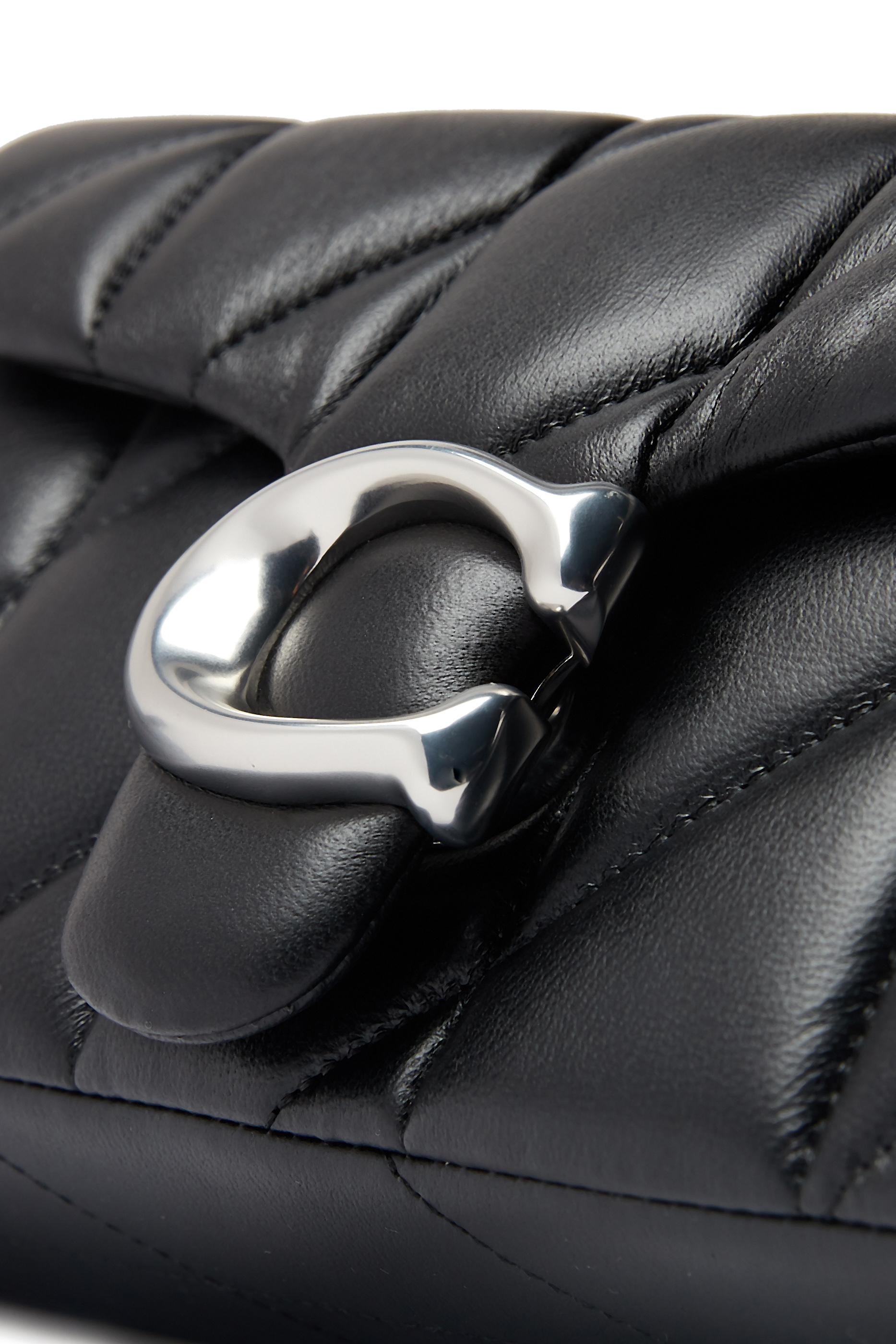 Quilted Pillow Leather Tabby Wristlet With Chain