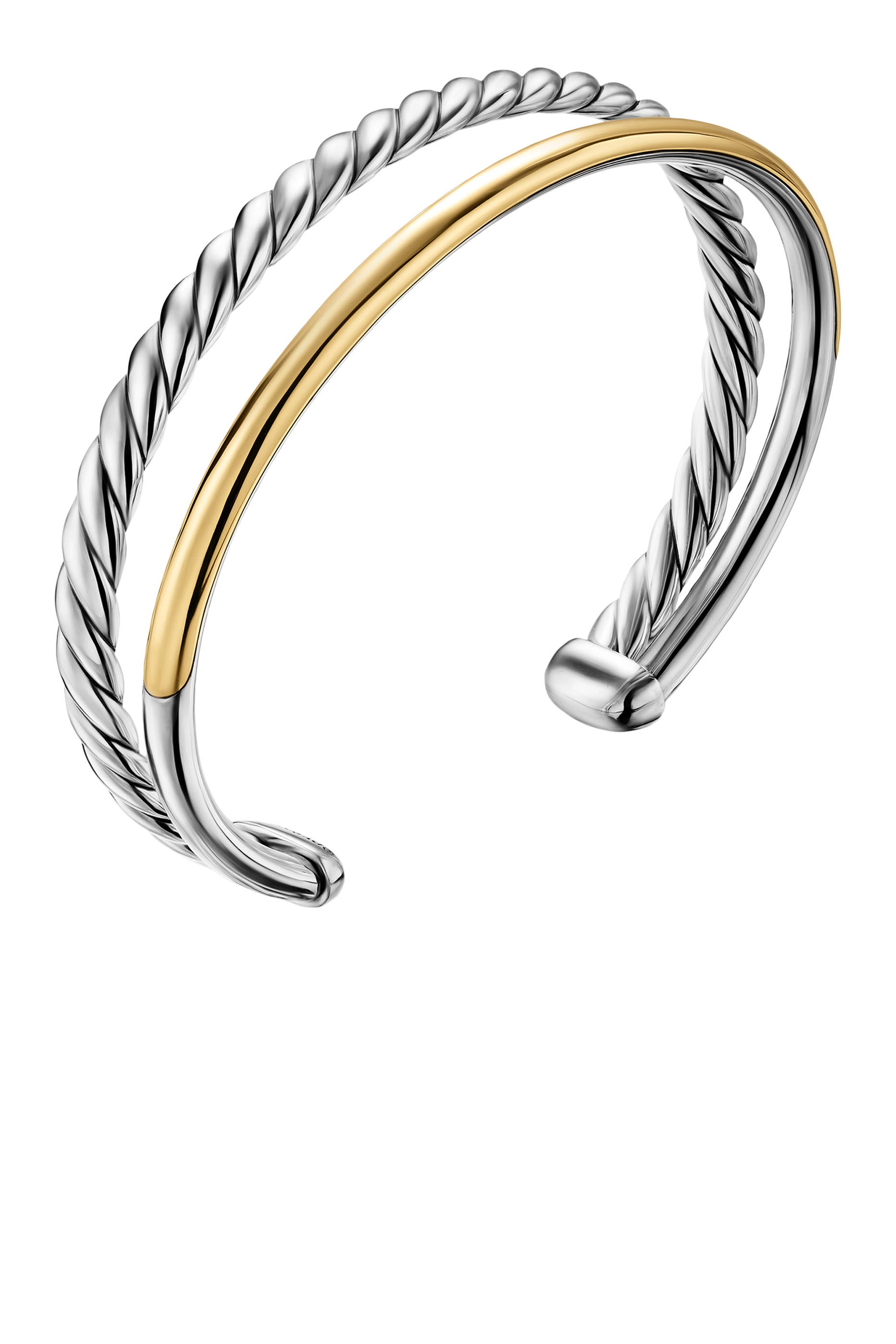 DY Mercer&reg; Two Row Cuff Bracelet, 18k Yellow Gold & Sterling Silver