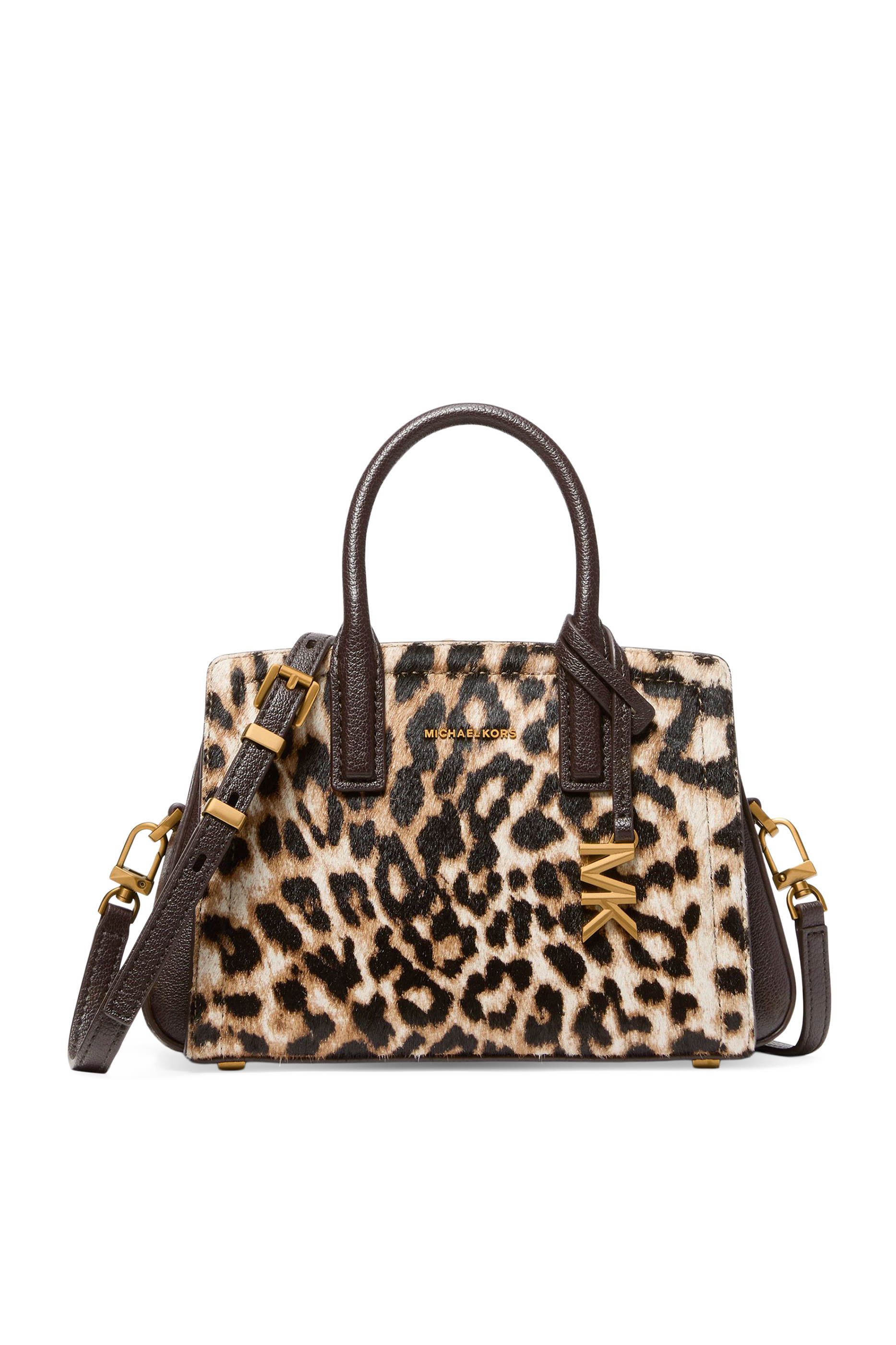  Laila Small Leopard Print Calf Hair Satchel