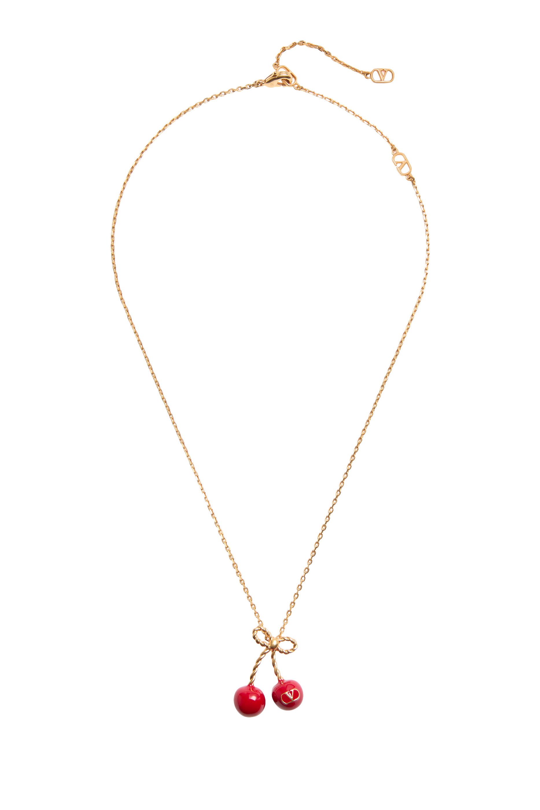 Chez Valentino Cherryfic Metal and Enamel Necklace