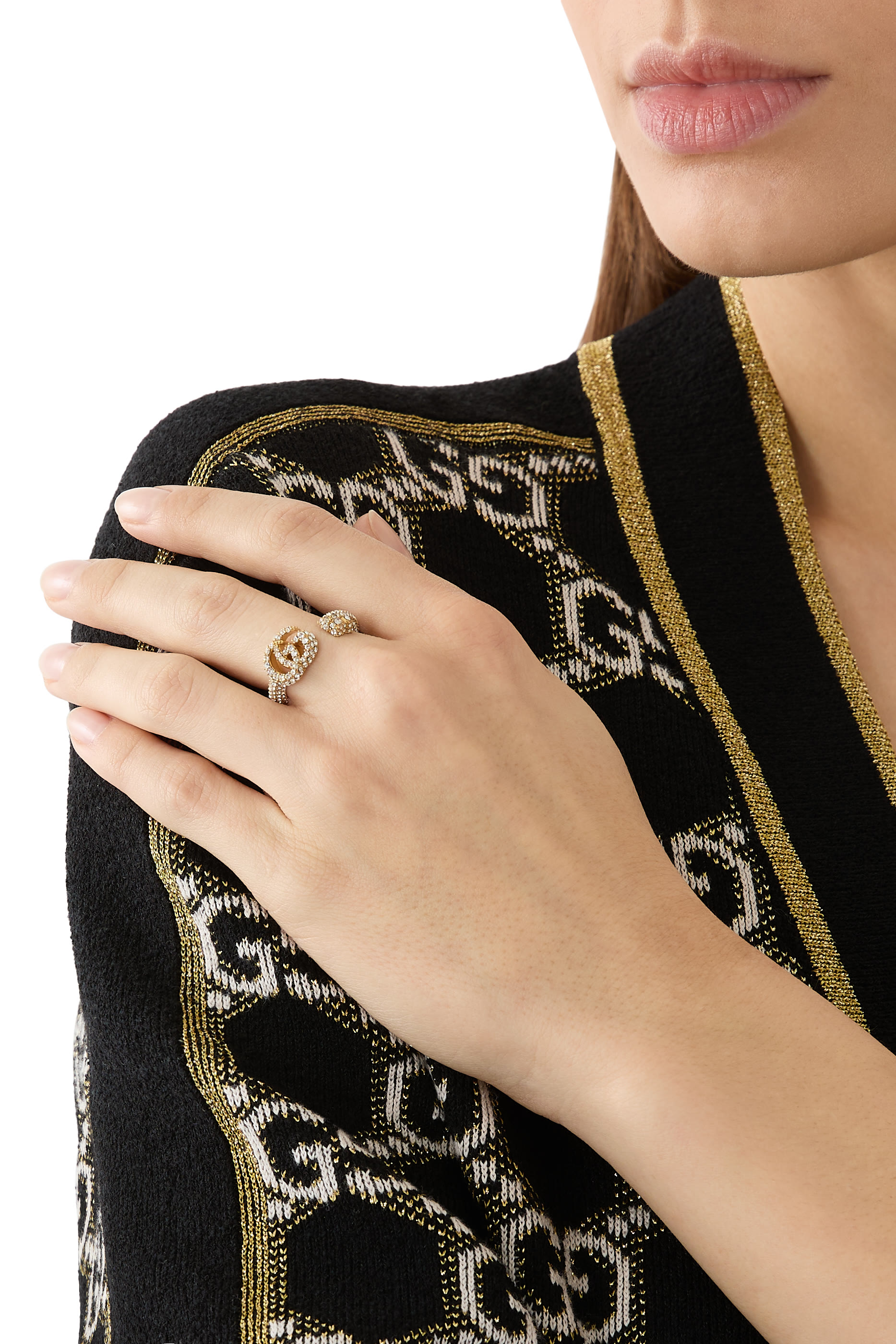 Double G Key Ring with Crystals