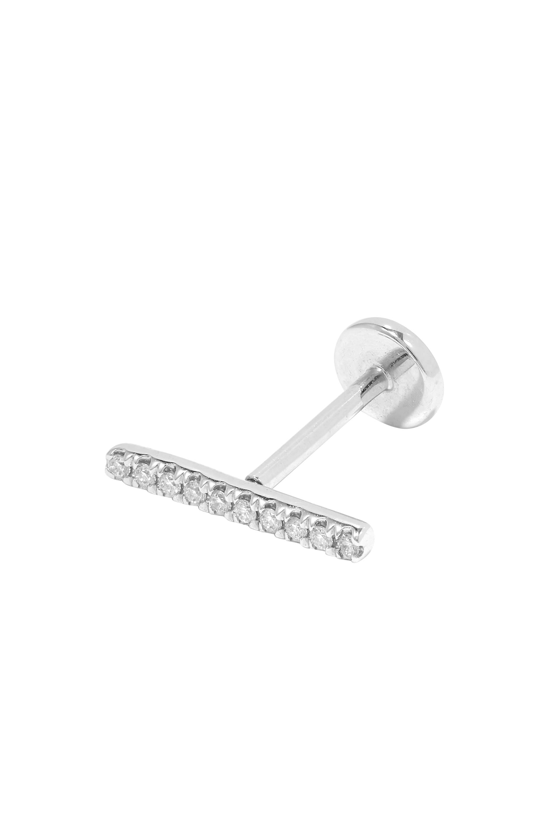 Bar Single Stud Earring, 18k White Gold & Diamonds