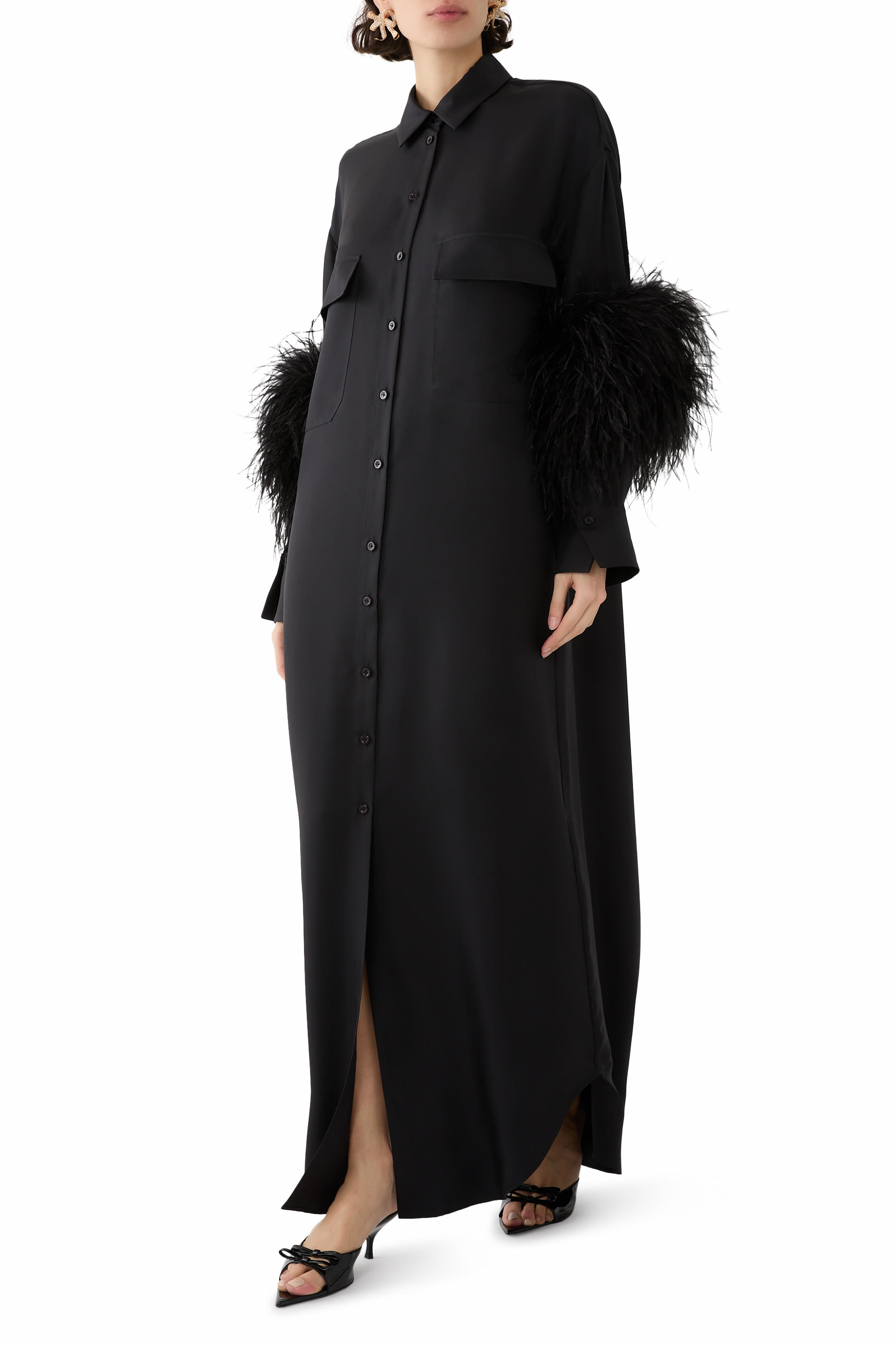 Bloomingdale's Exclusive Button Down Feathered Dress