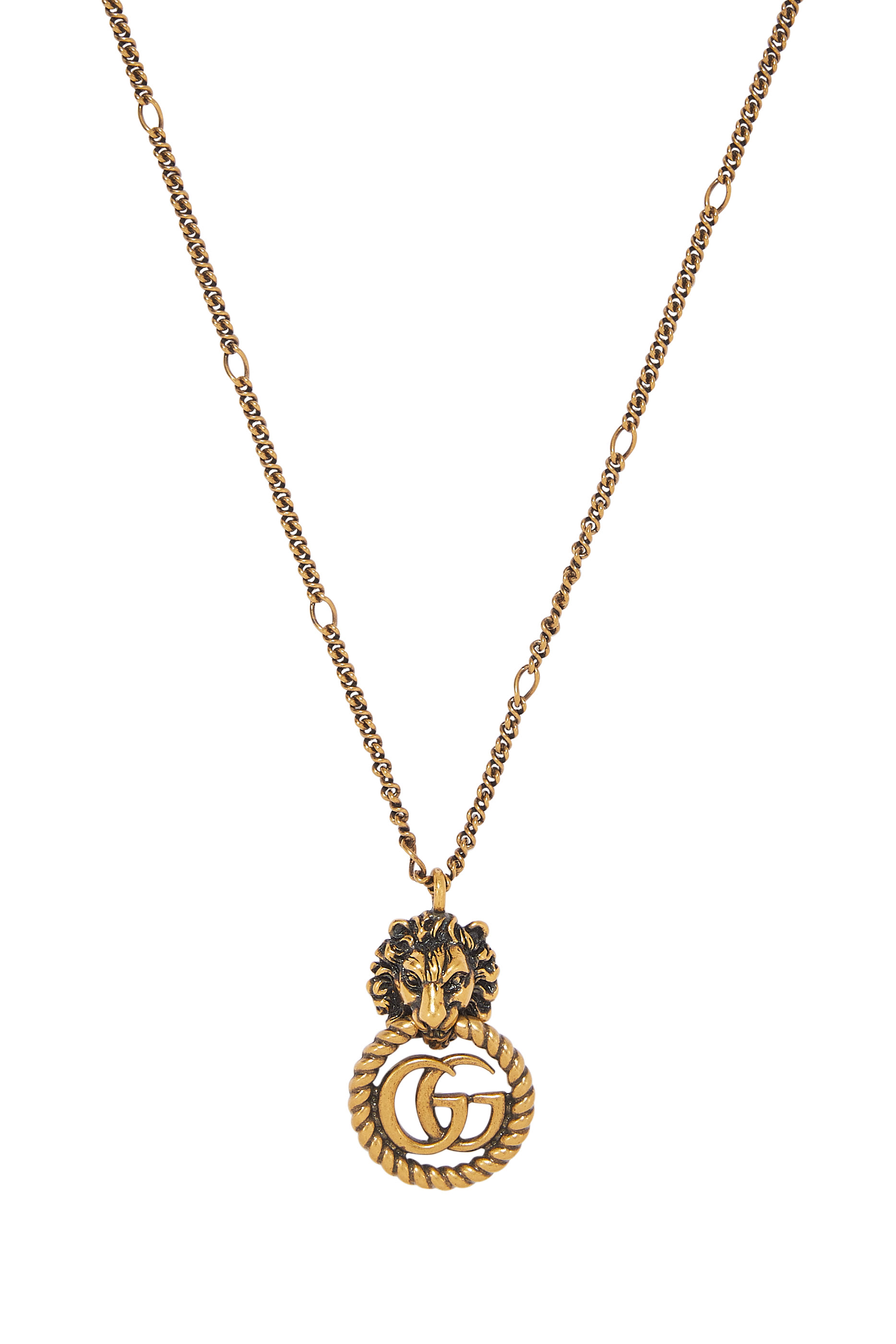 Lion Head Necklace With Double G