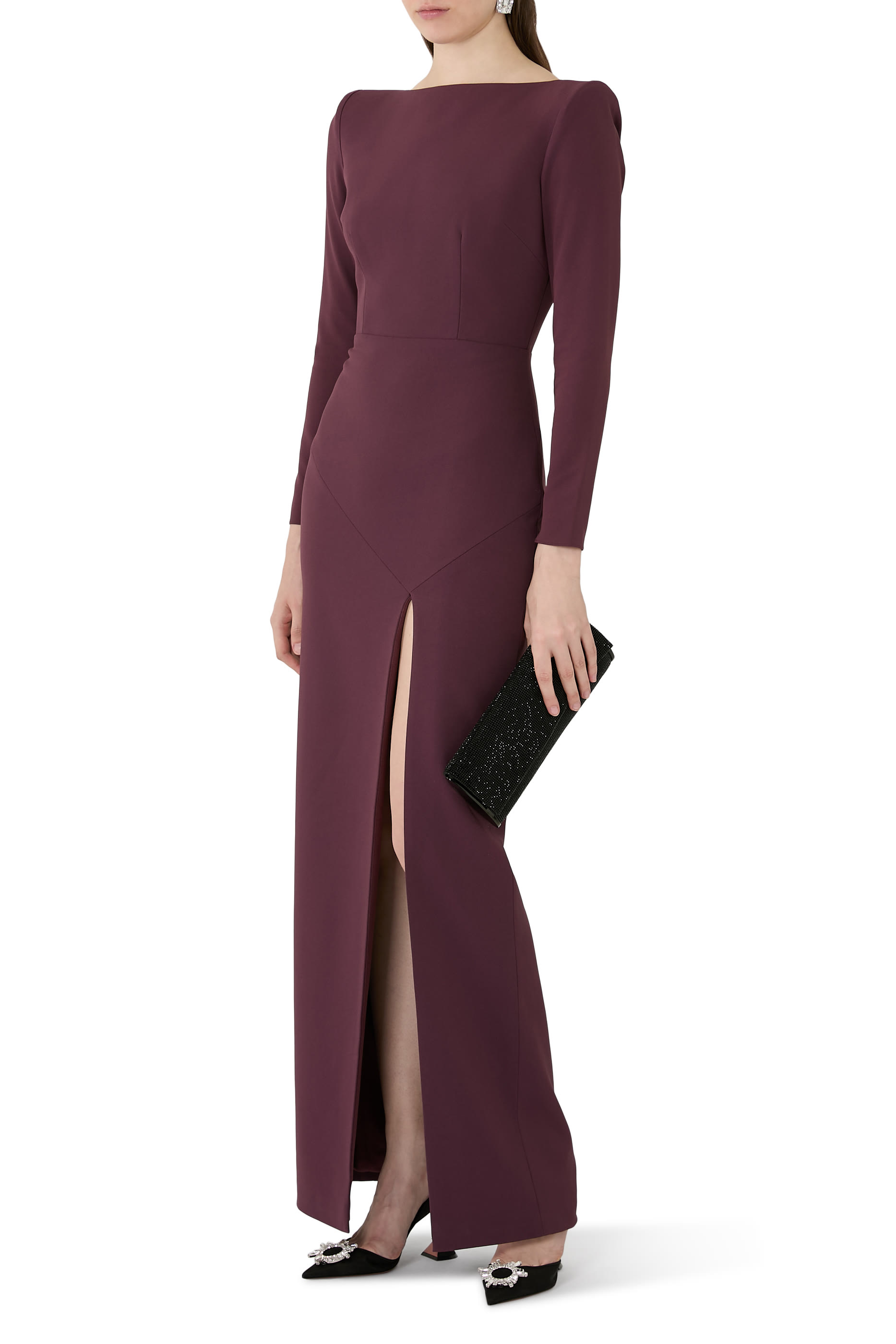  Long Sleeve Column Gown 