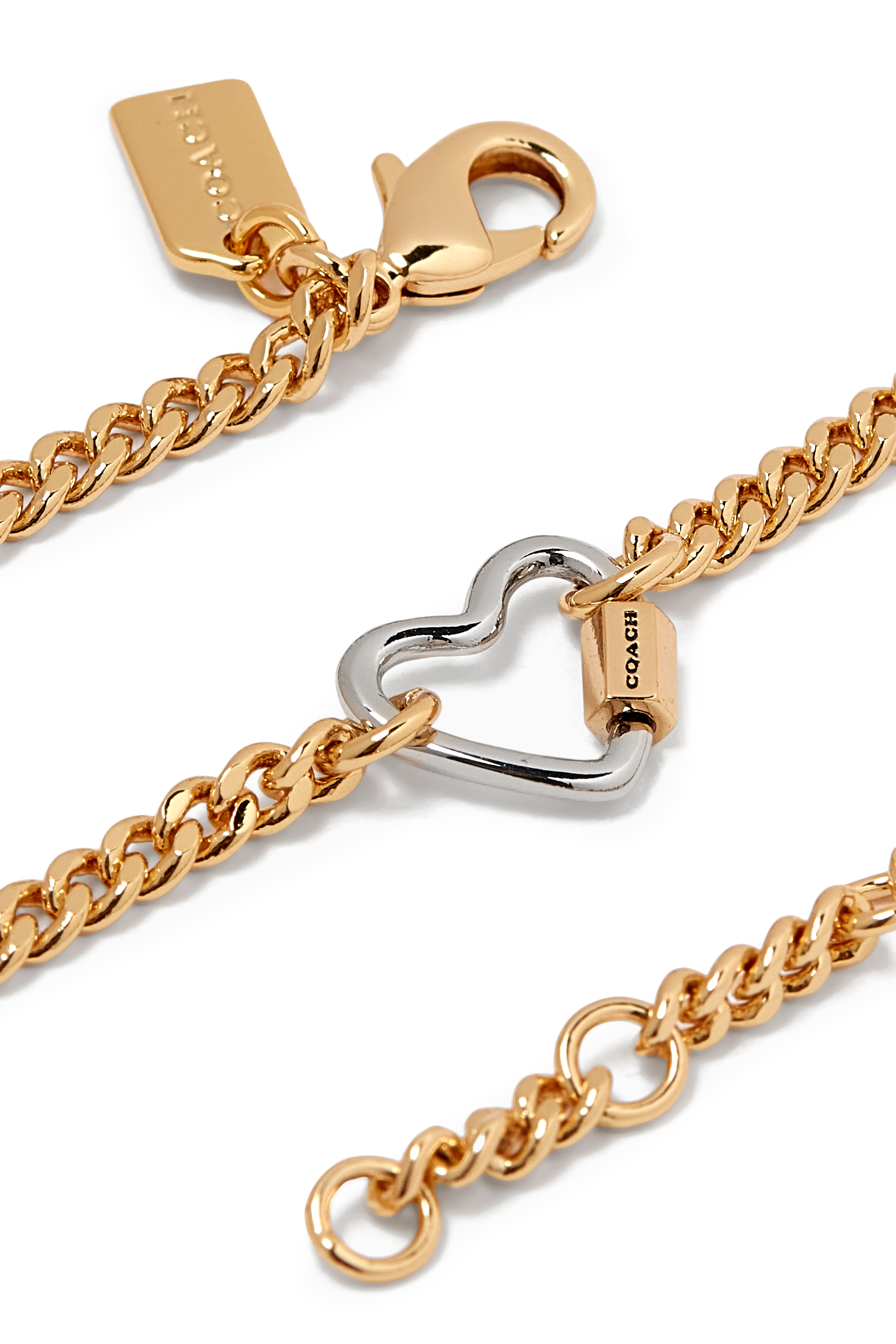 Signature Carabiner Heart Link Bracelet, Brass