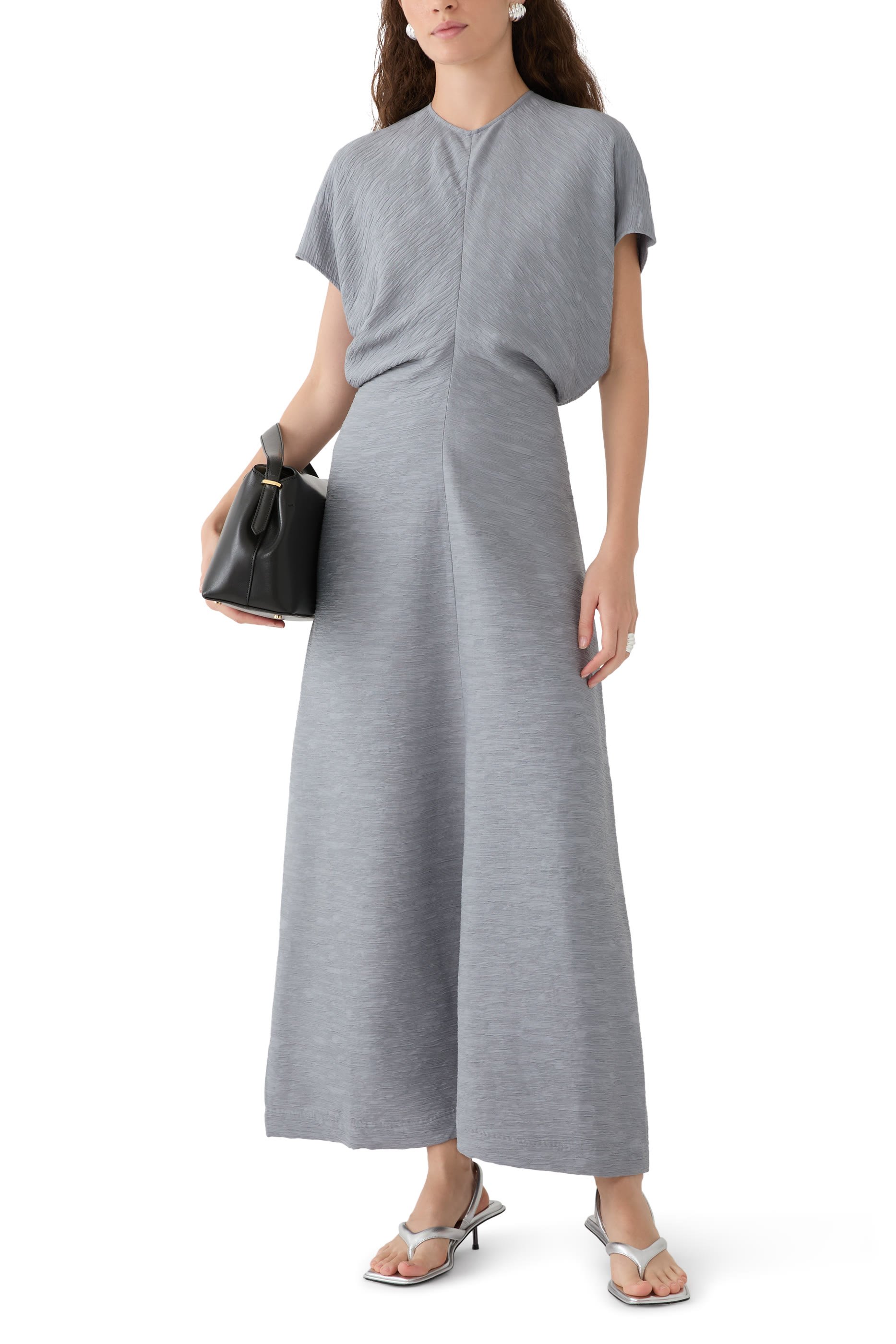 Slouch Waist Crinkled Dress