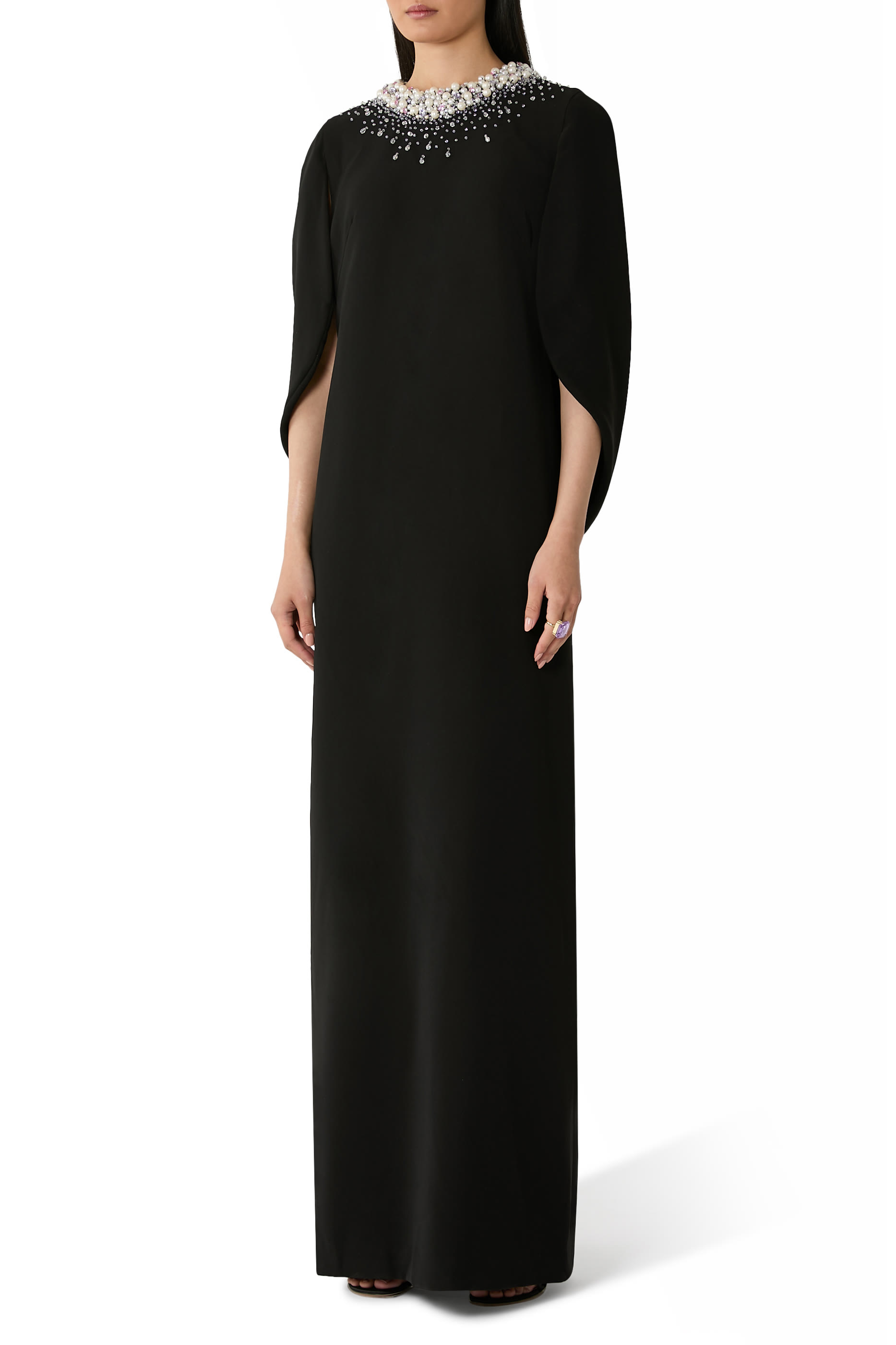 Long Sleeves Beaded Gown