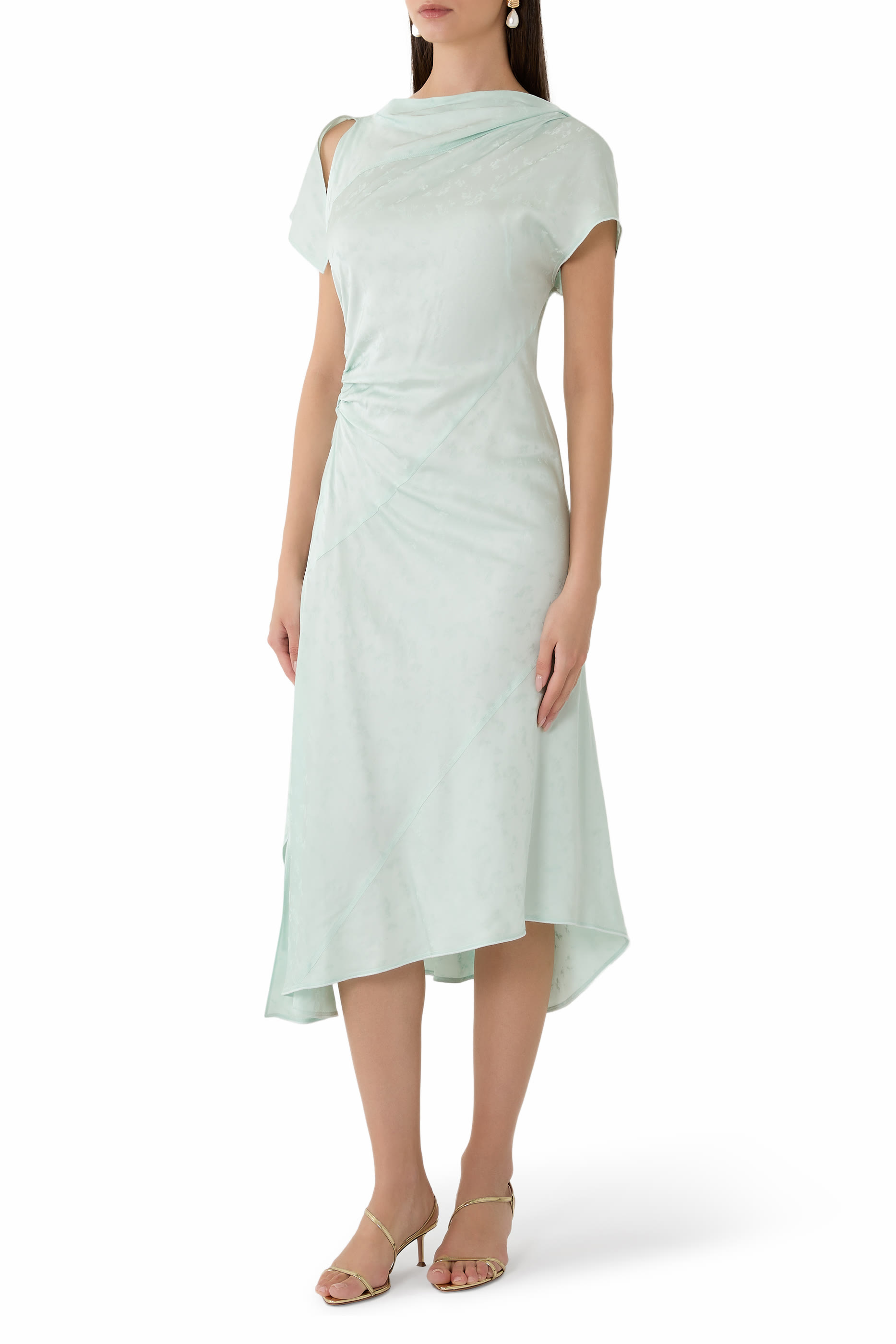 Asymmetric Twist Midi Dress