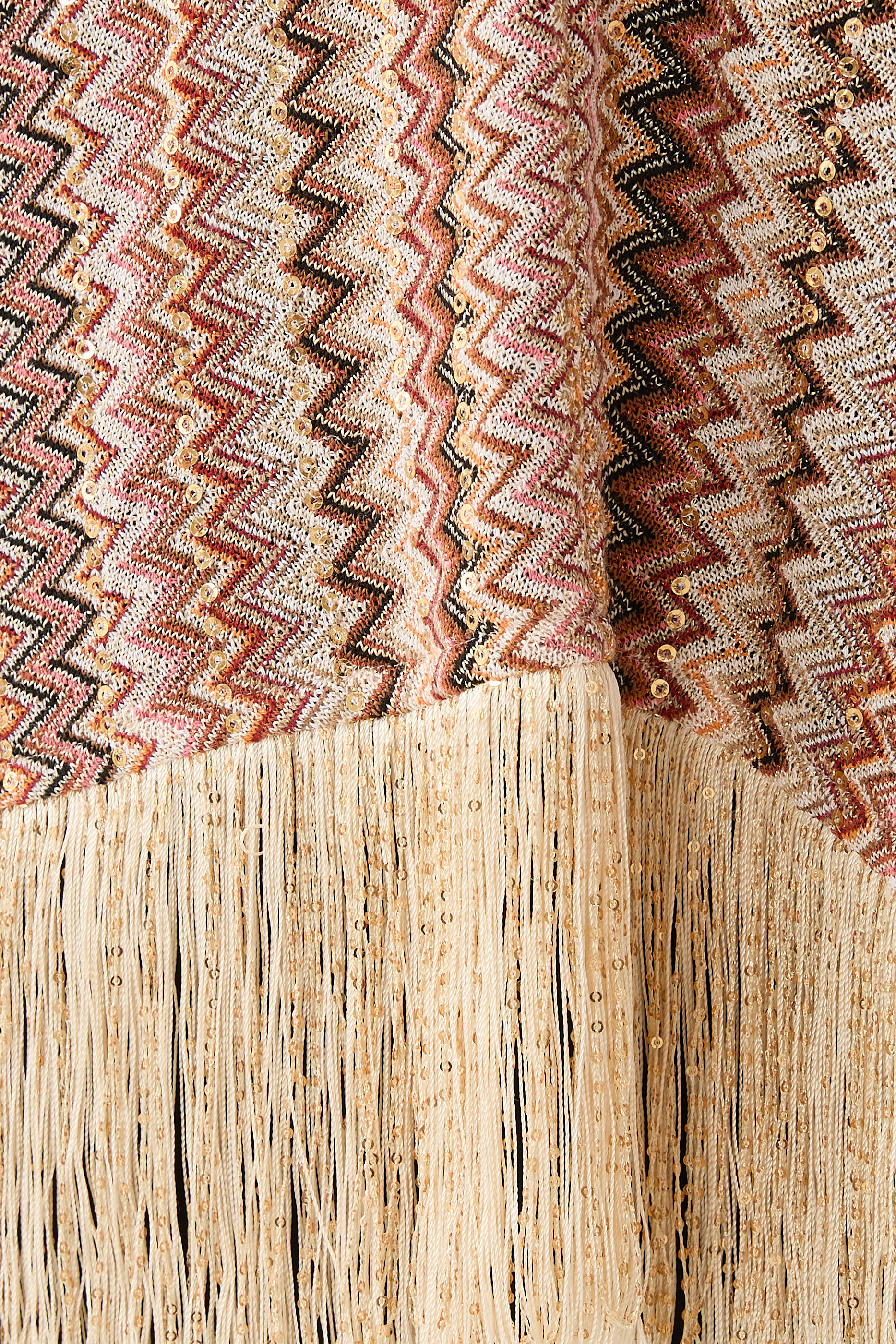 Exclusive Chevron Raschel Sequinned Fringed Blouse