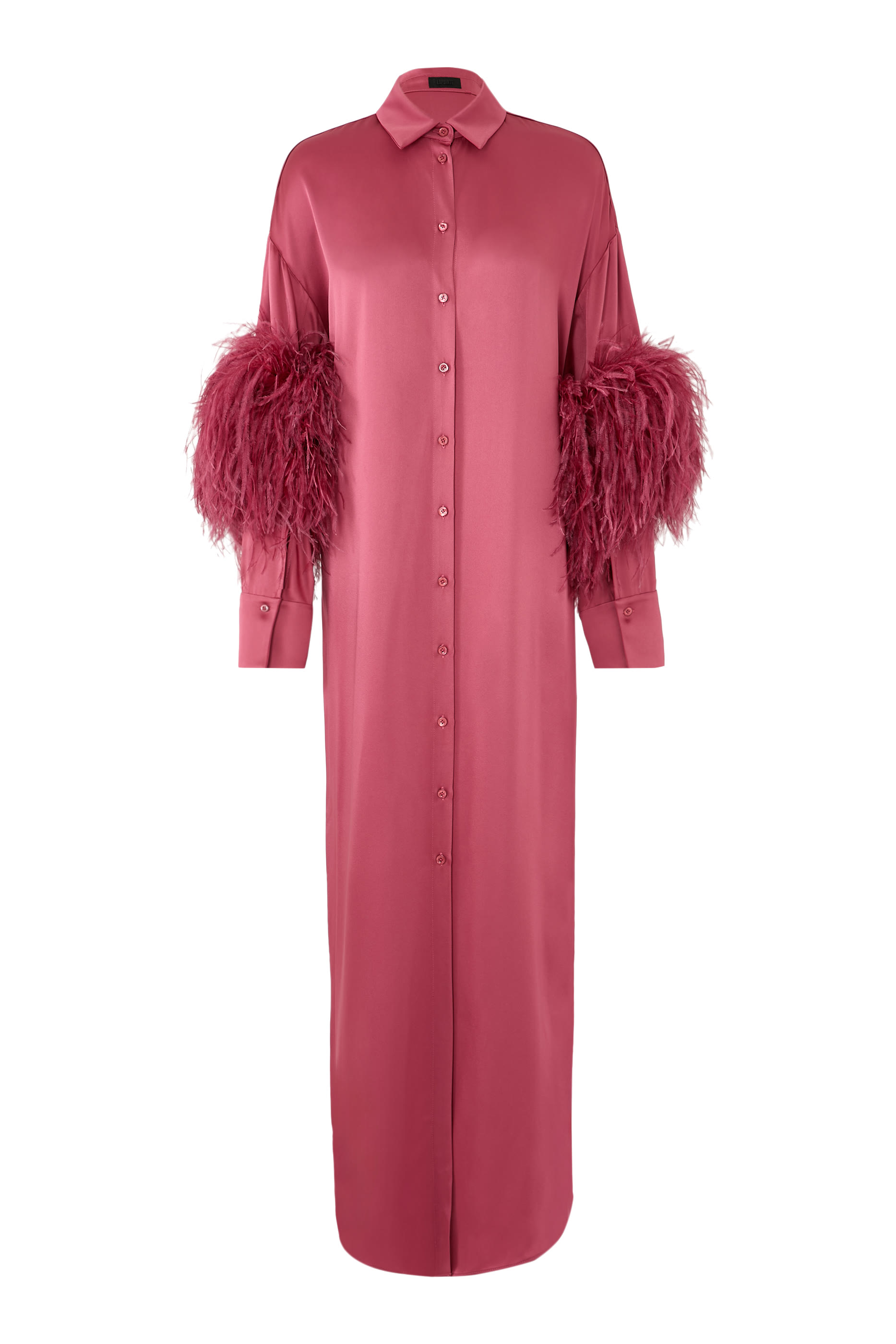 Satin Button Down With Feathers Blouse