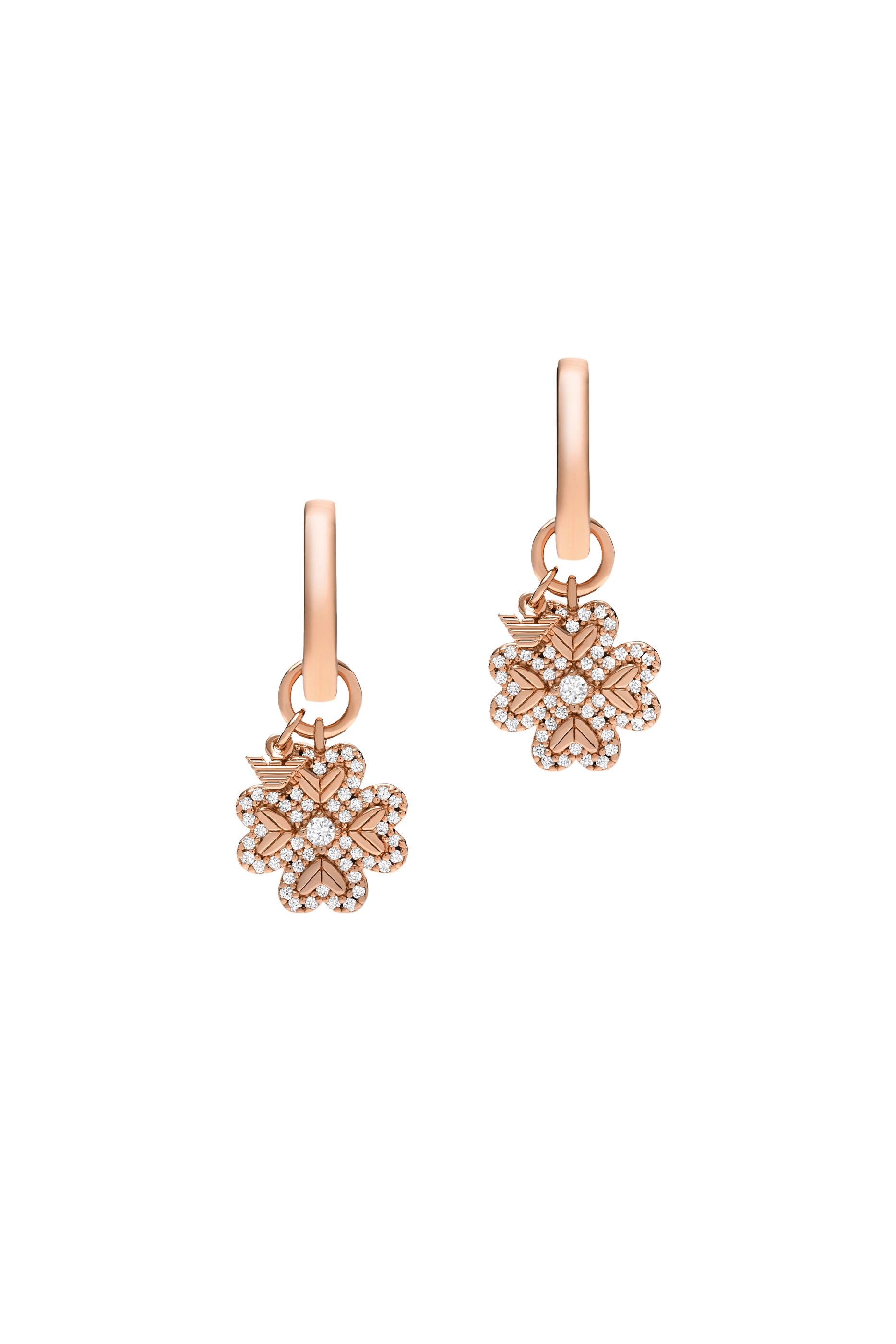 Hoop Earrings, Rose Gold-Tone Sterling Silver & Cubic Zirconia