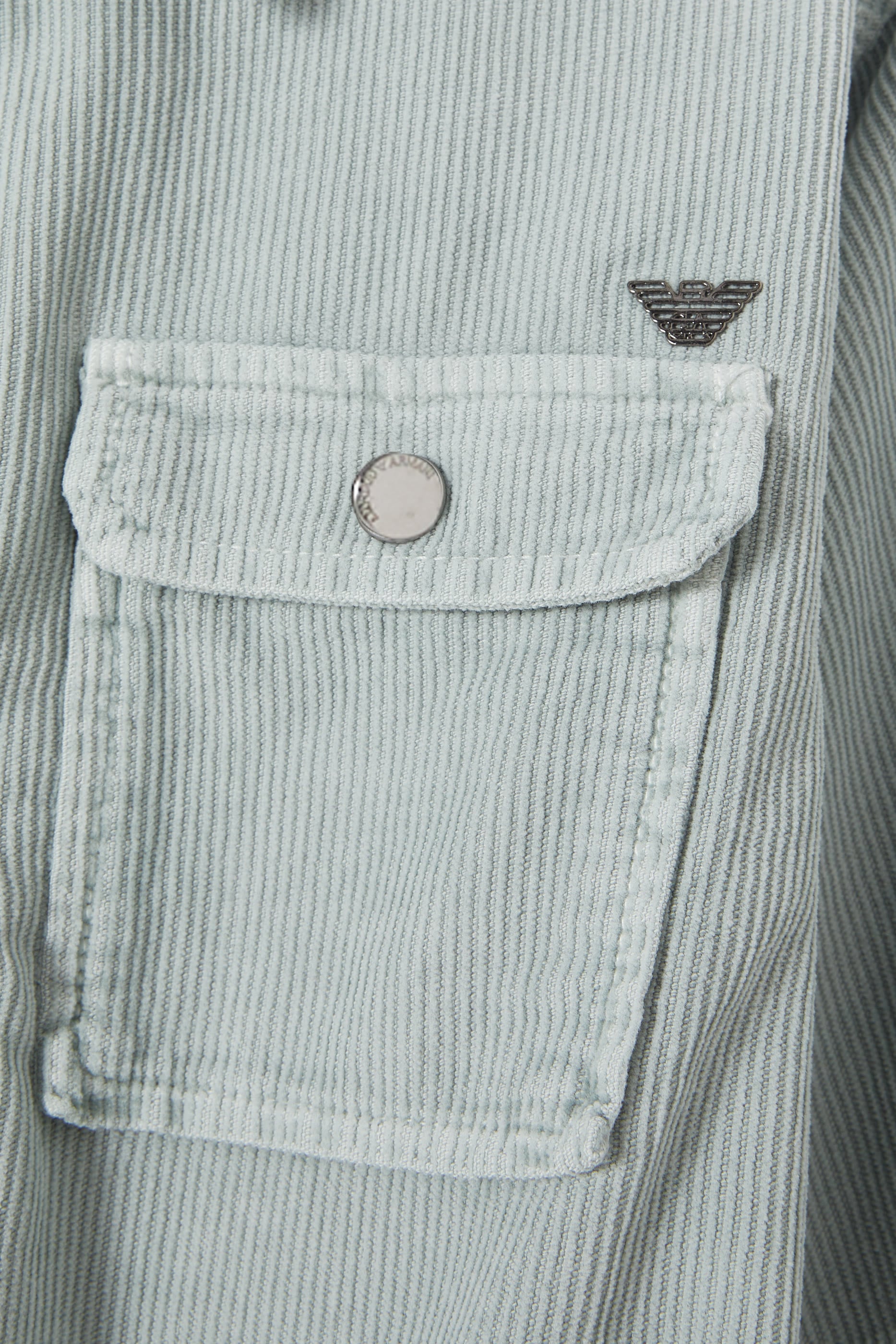 Kids Cotton Corduroy Shirt with Chest Pocket & Metal Buttons 