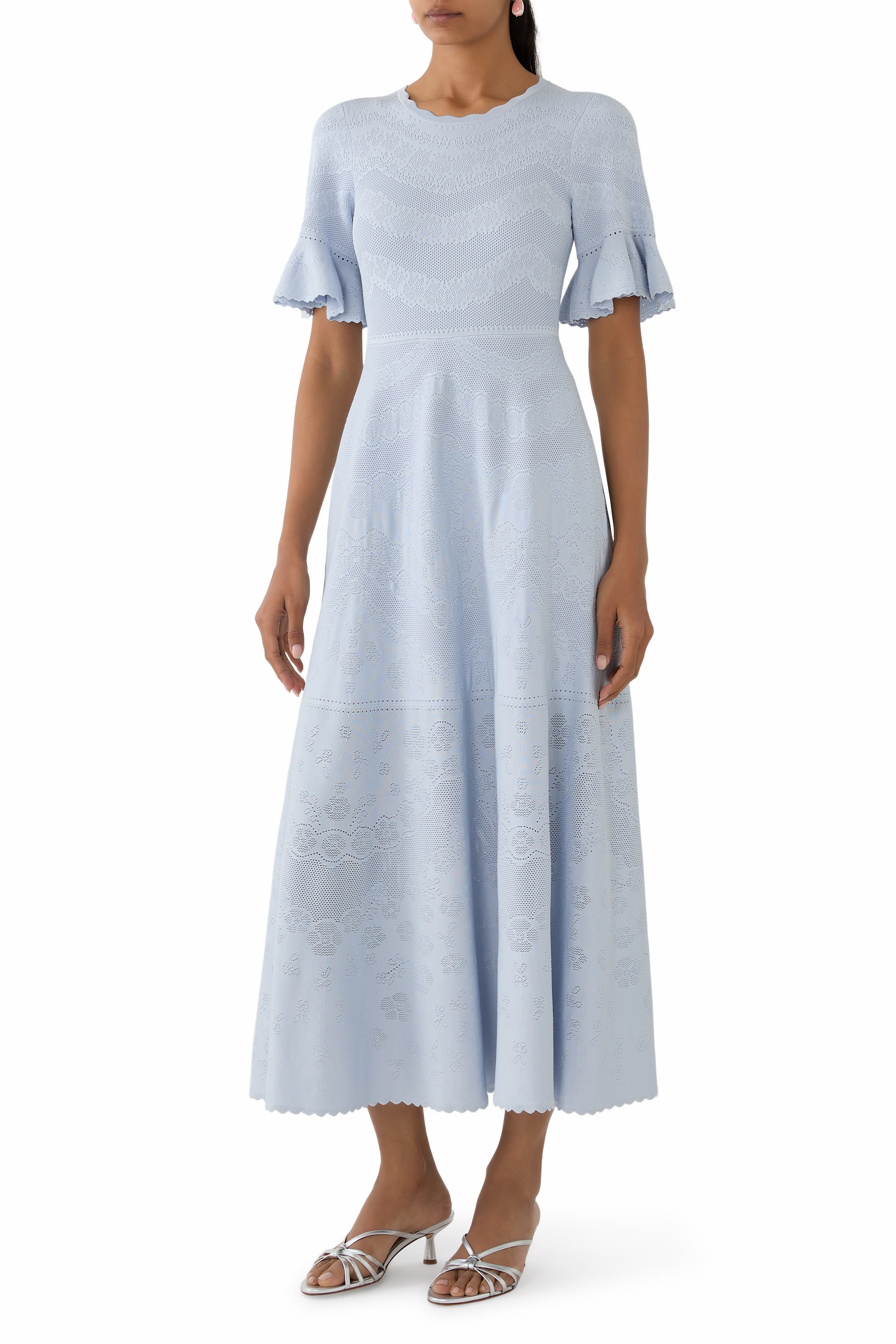 Scallop Lace Pointelle Knit Gown