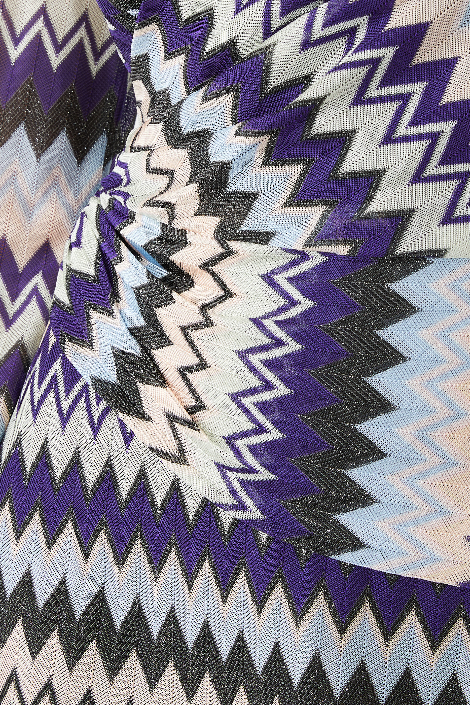 Zigzag Raschel Wrap Long Sleeve Midi Dress