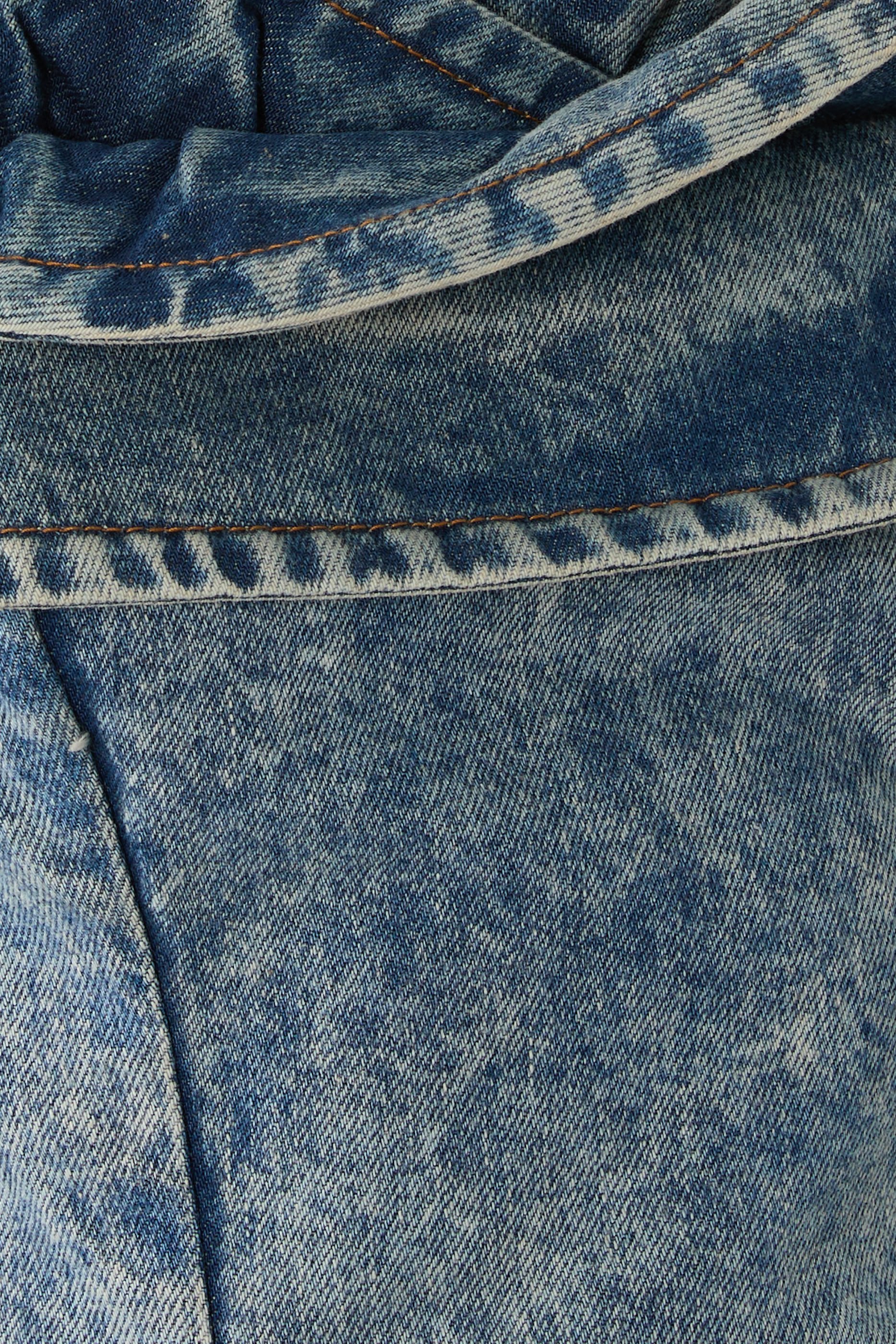 Denim Corset with Sculptural Neckline 