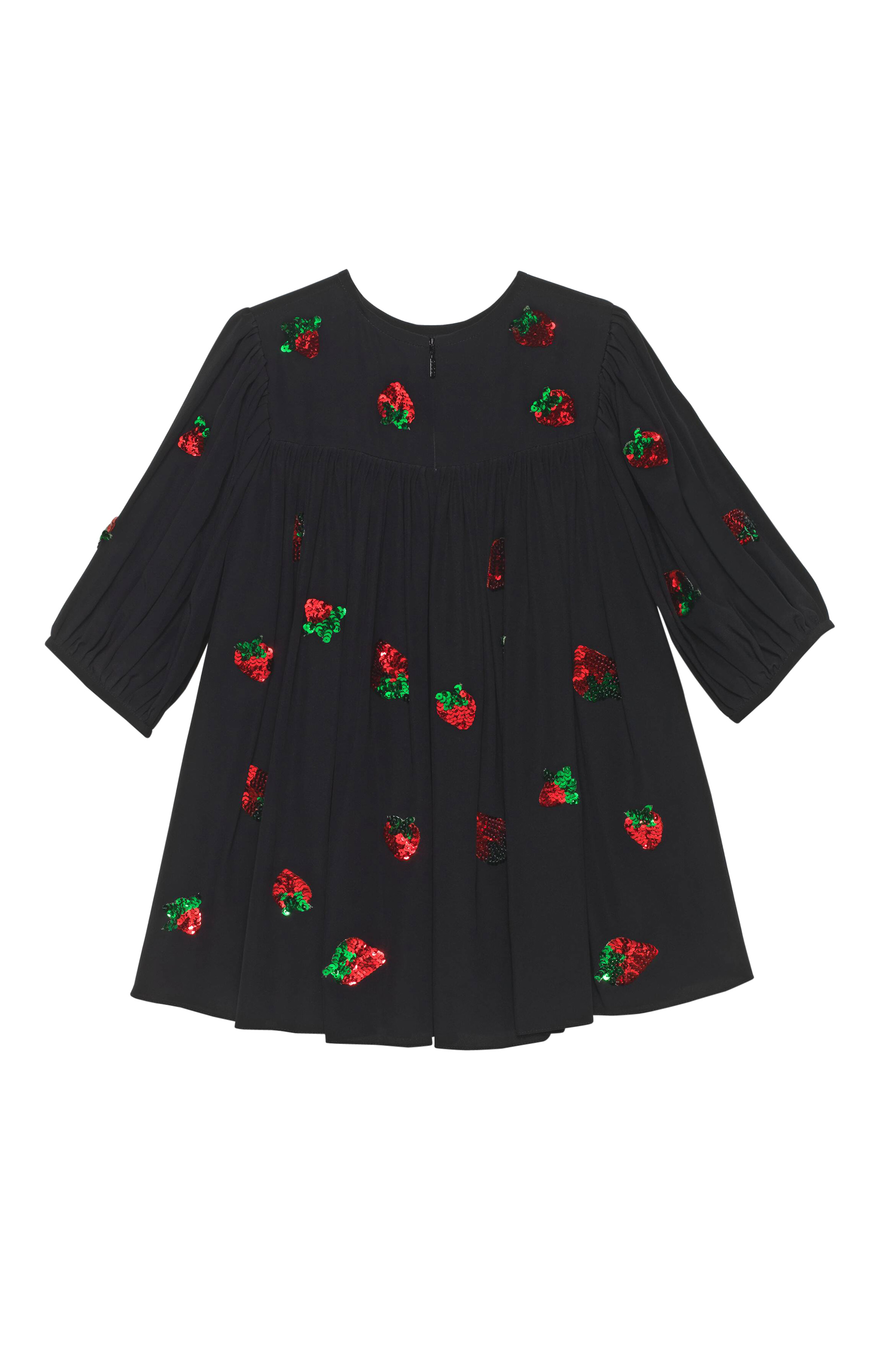Sequin Strawberries Silk Dress