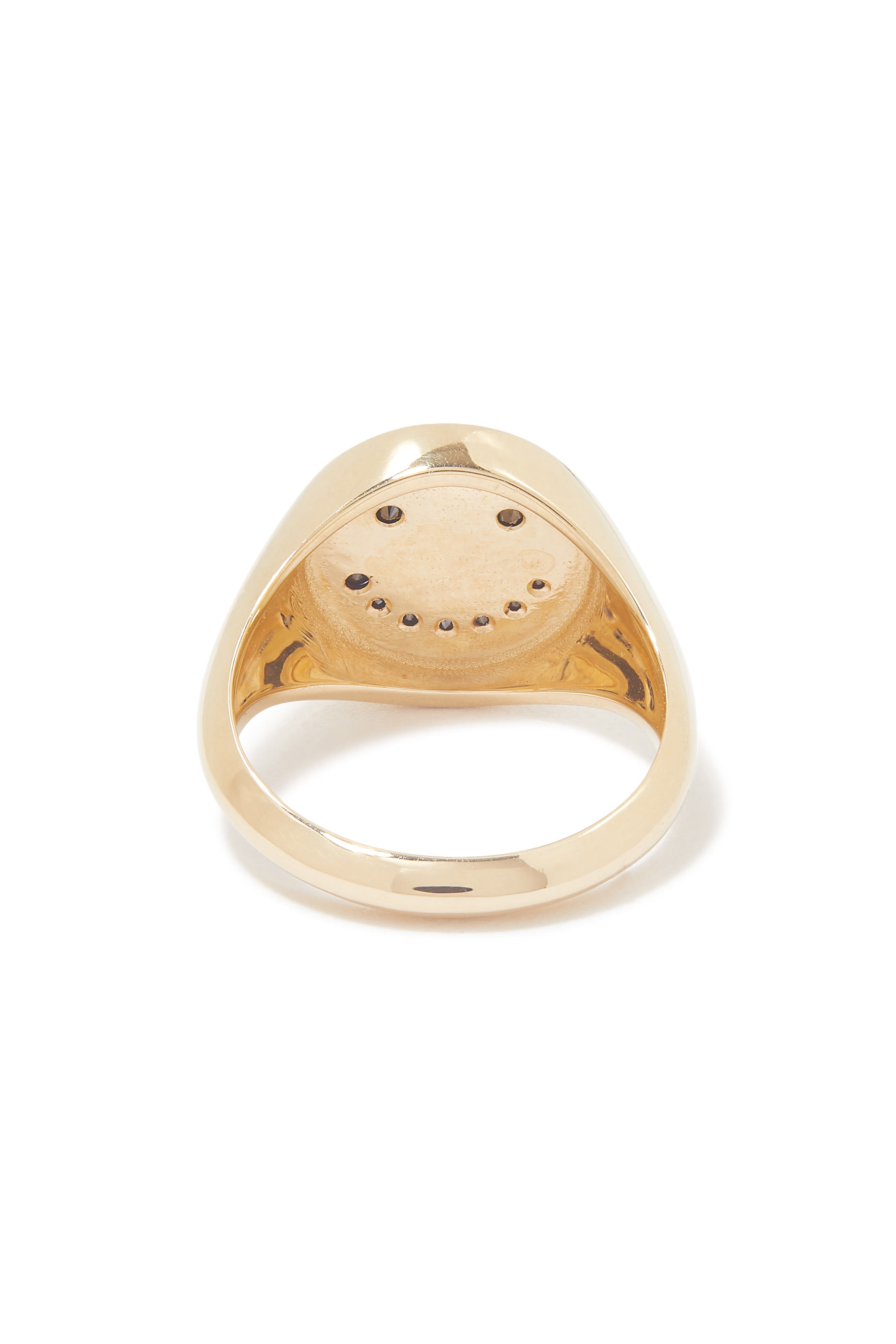 Smiley Black Diamond Signet Ring