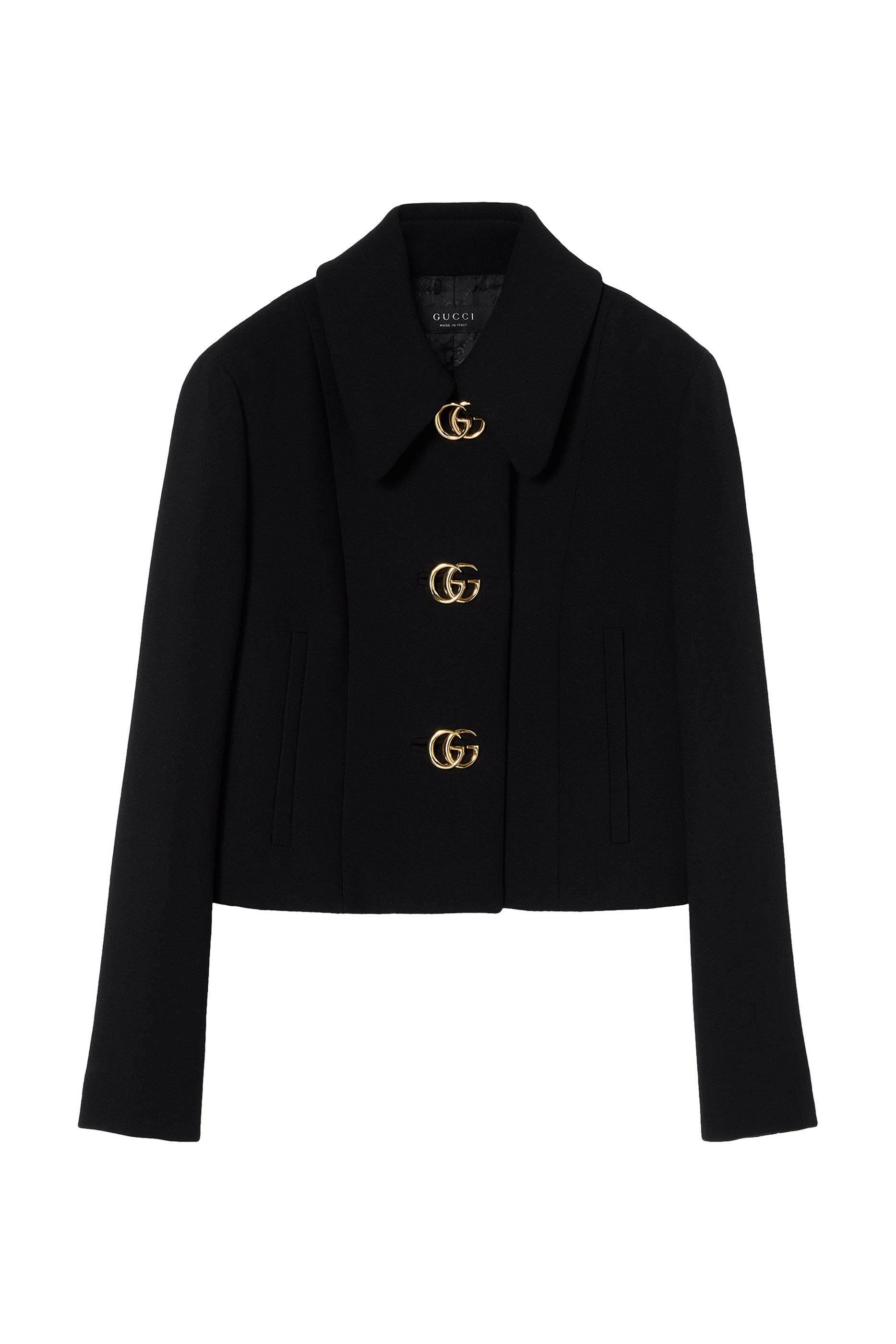 Double G Button Cr&ecirc;pe Wool Jacket