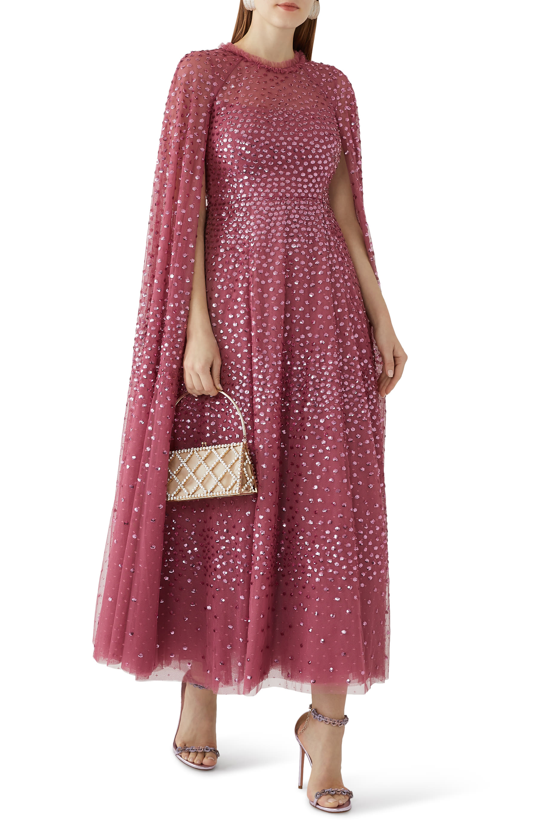 Scatter Dot Cape Ankle Gown