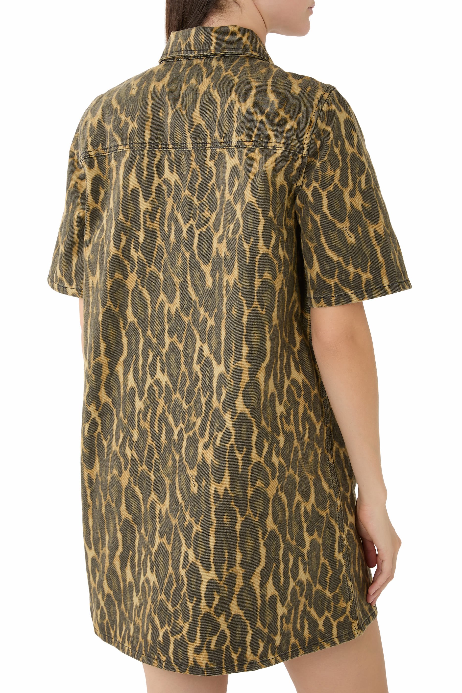  Print Denim Mini Dress