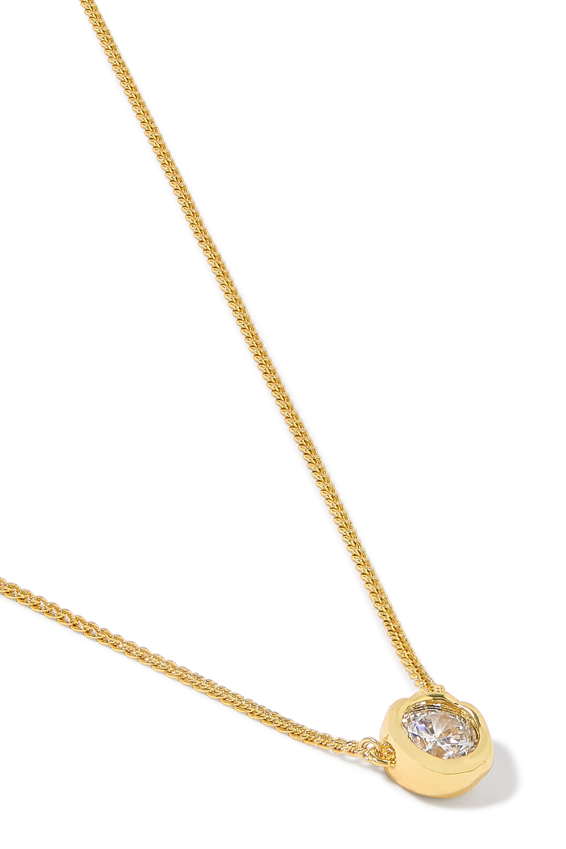 Asterales Solitaire Necklace, 14k Gold Plated Brass & Cubic Zirconia