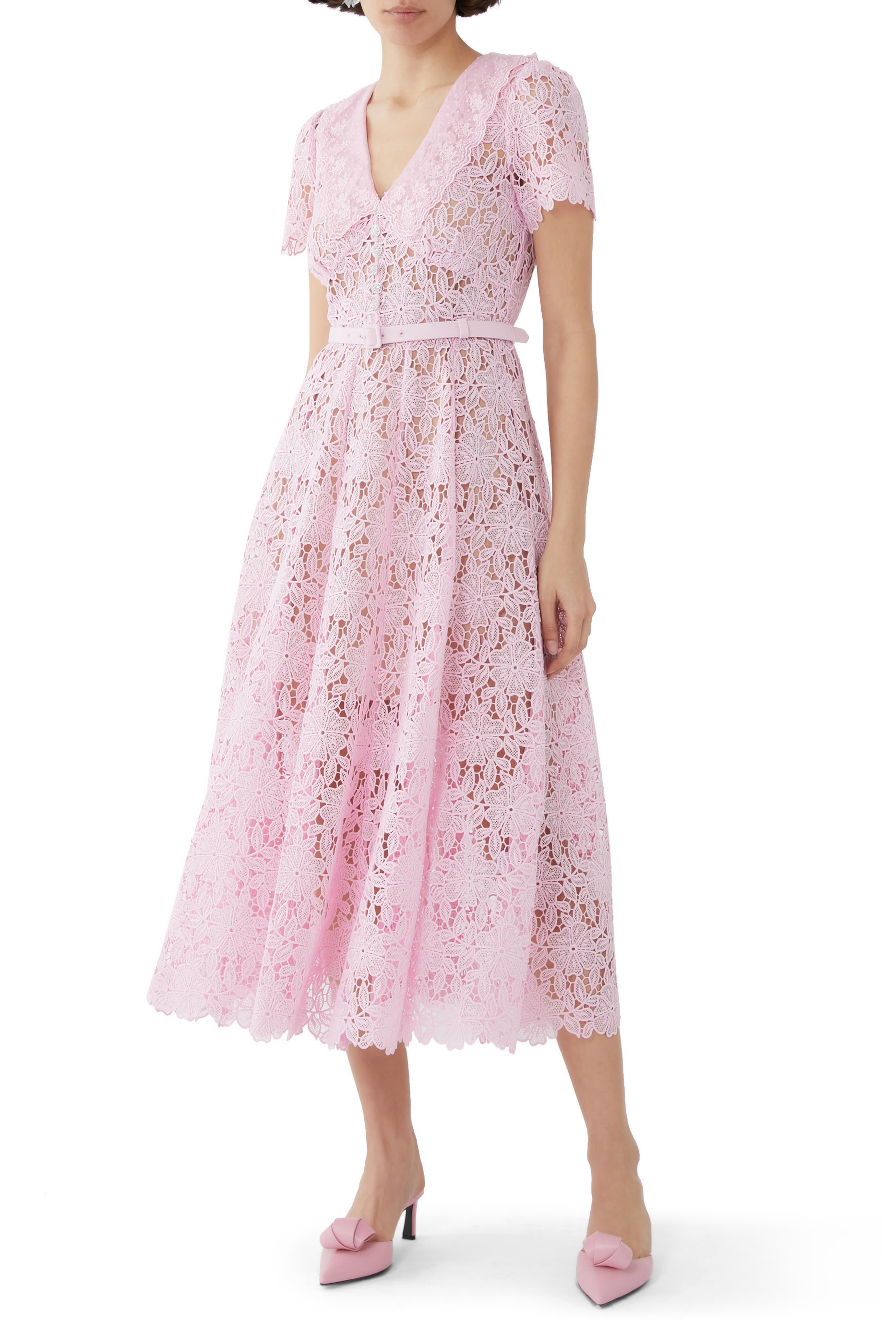 Guipure Lace Midi Dress