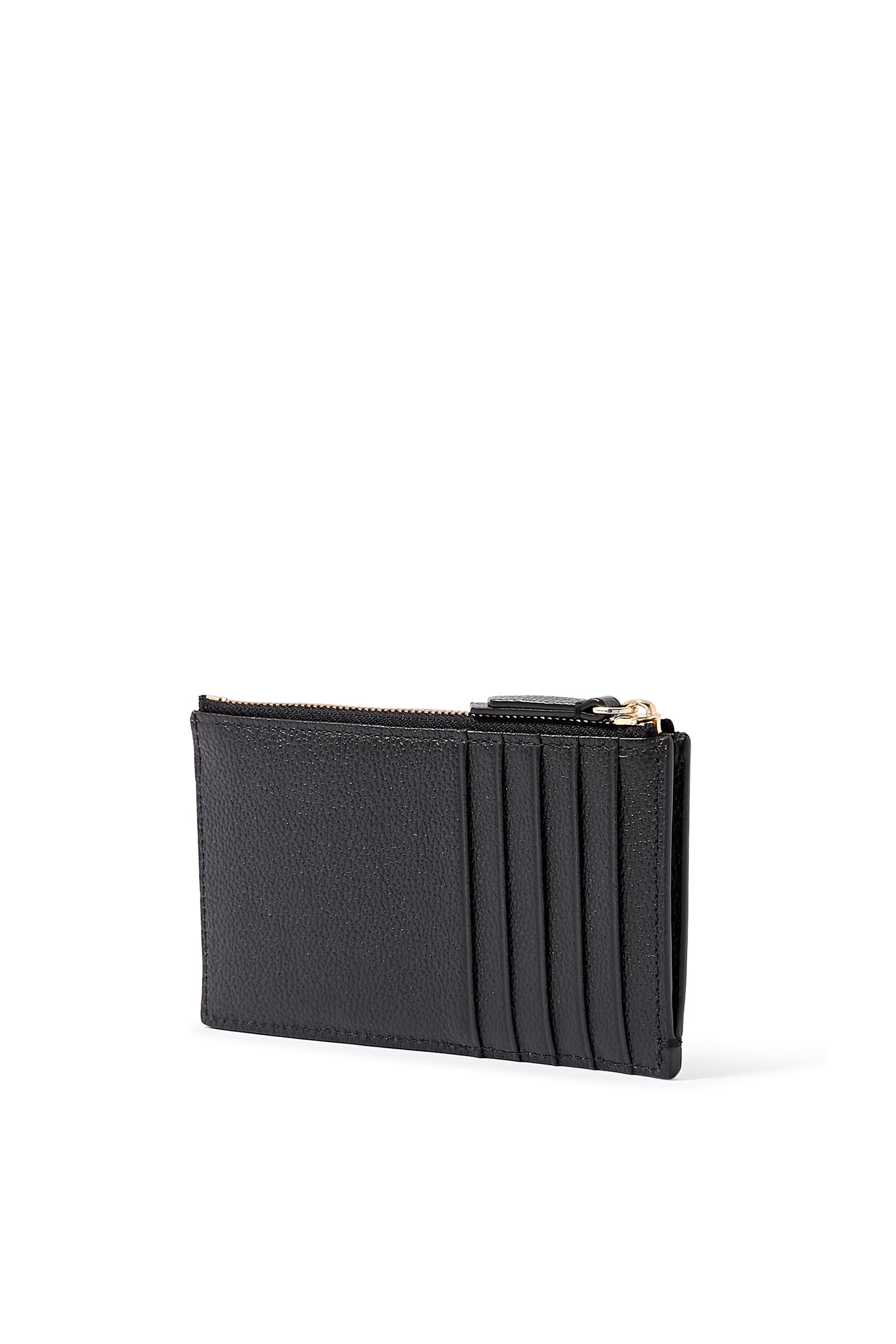 Zipped Tumbled-Leather Card Holder