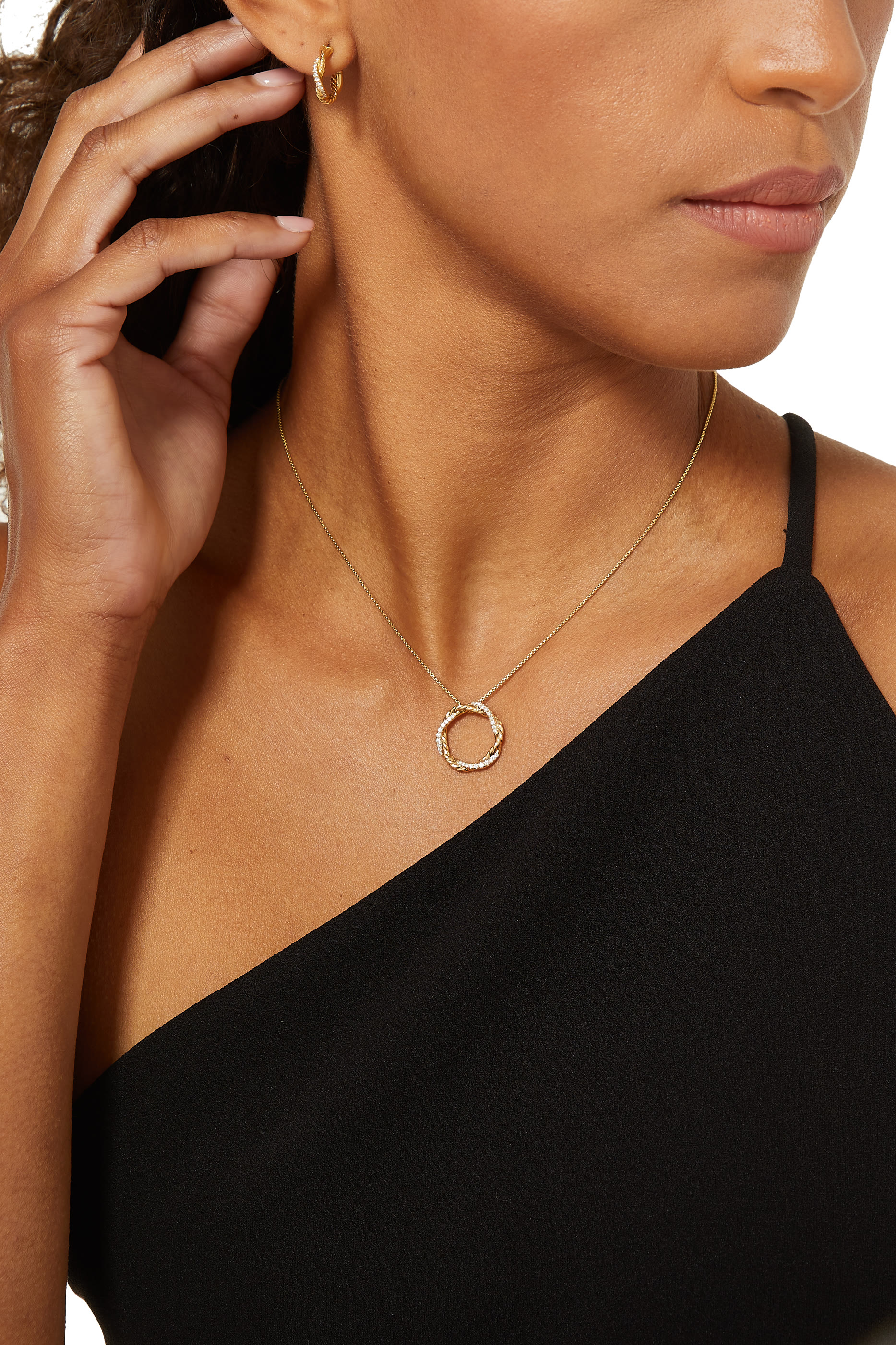 Petite Infinity Necklace in 18K Yellow Gold with Pav&eacute; Diamonds