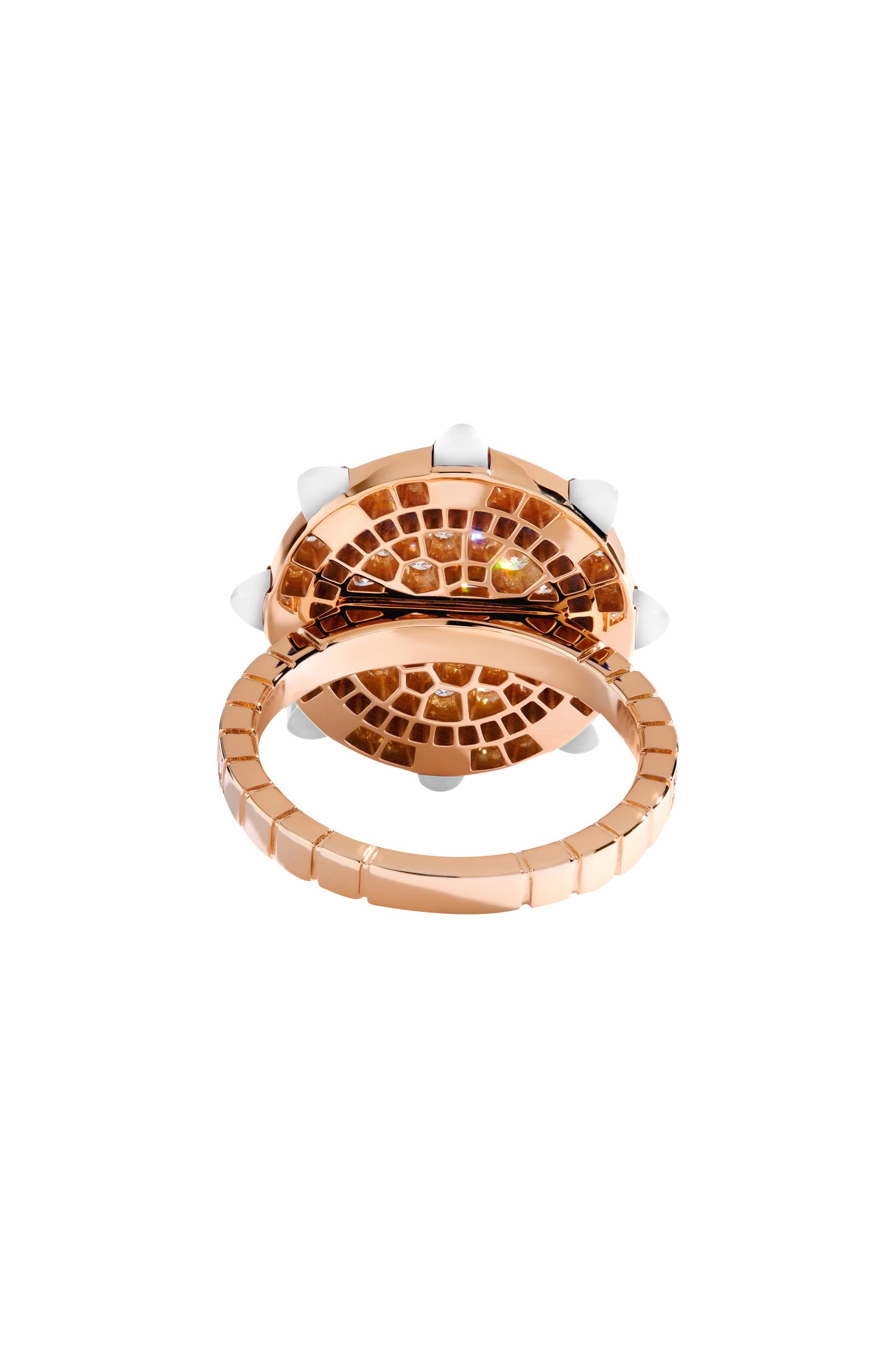 Tip-Top Statement Ring, 18k Rose Gold White Agate & Diamond