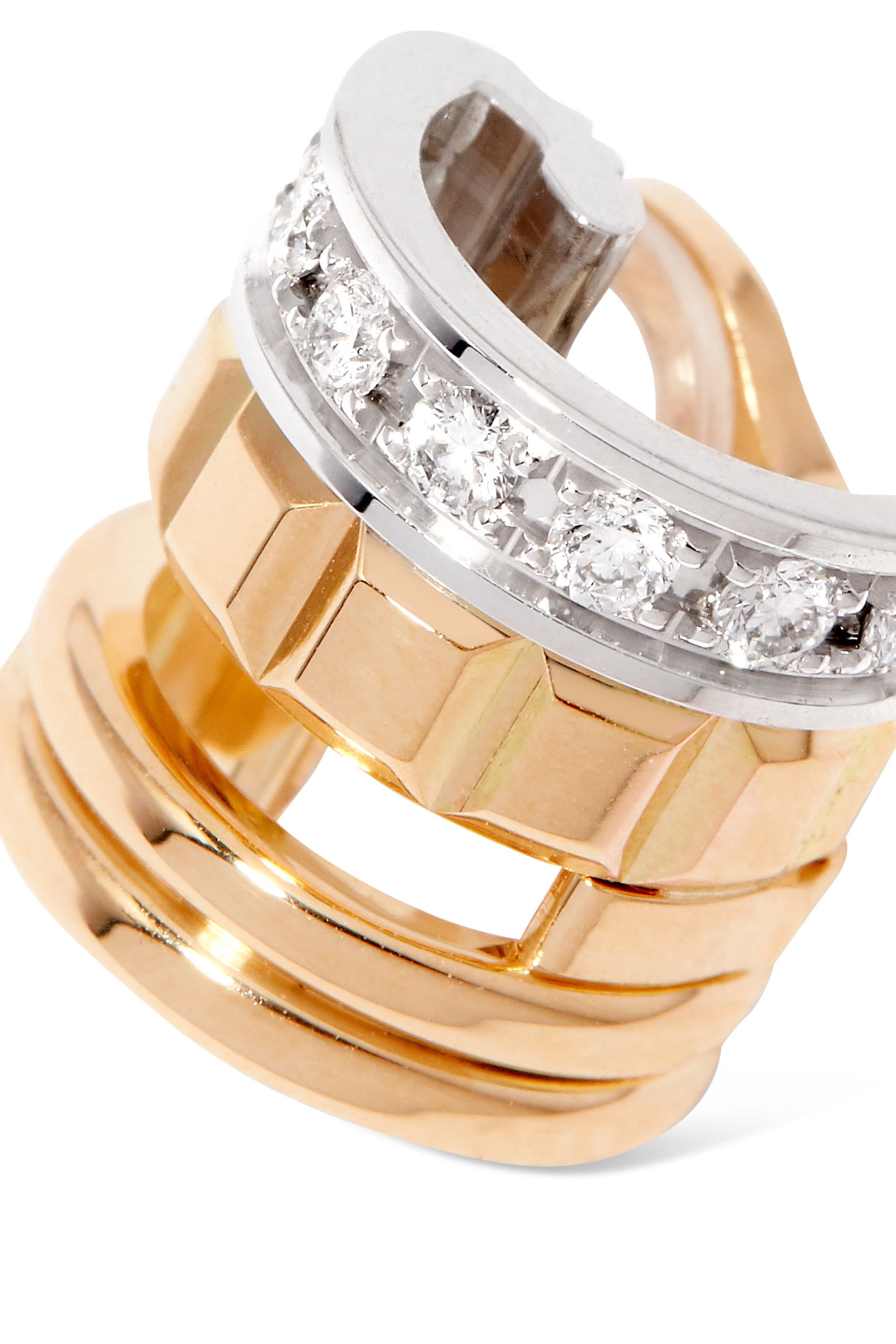 Quatre Radiant Edition Single Clip Earring, 18k Mix Gold & Diamonds