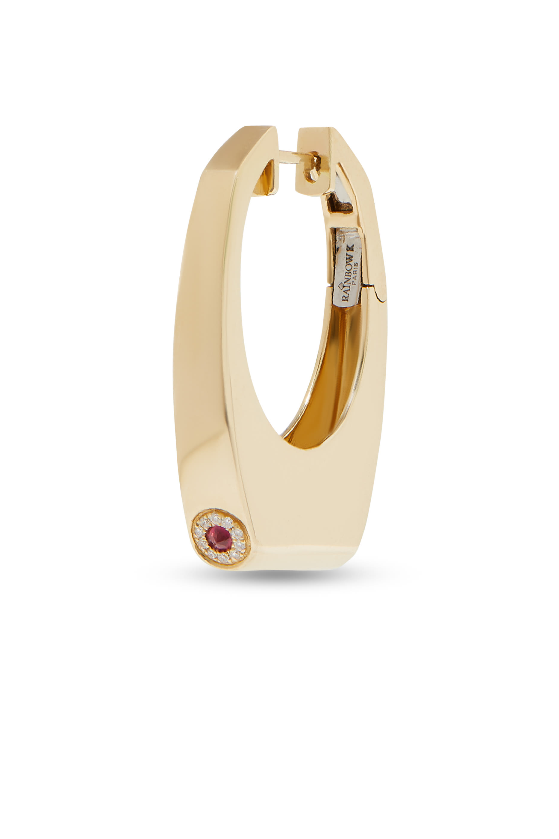 Grace Single Earring, 14K Yellow Gold, Ruby & Diamonds
