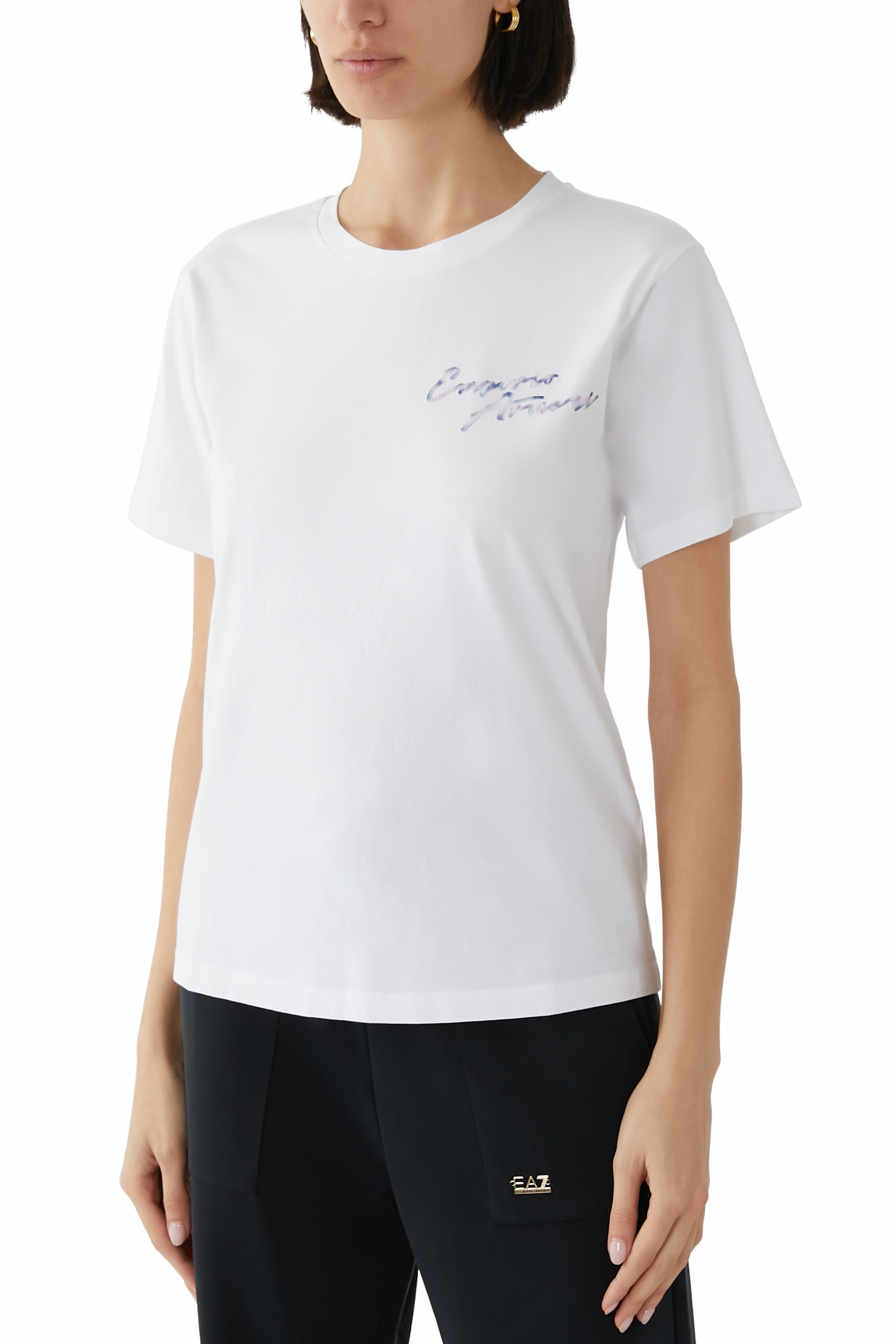 Multicolored Logo Embroidered Jersey T-Shirt