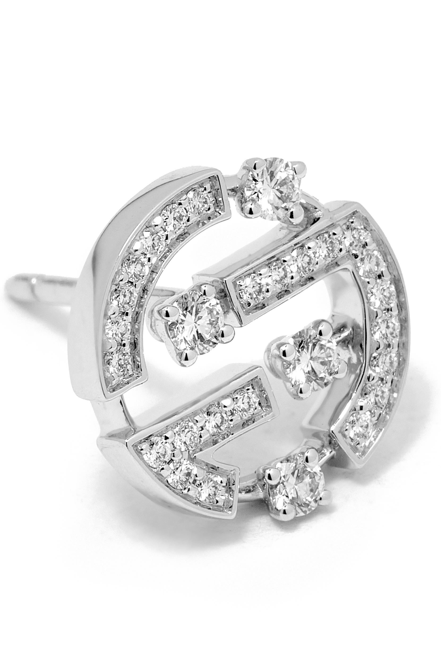 Avenues Stud Earrings, 18k White Gold with Diamonds